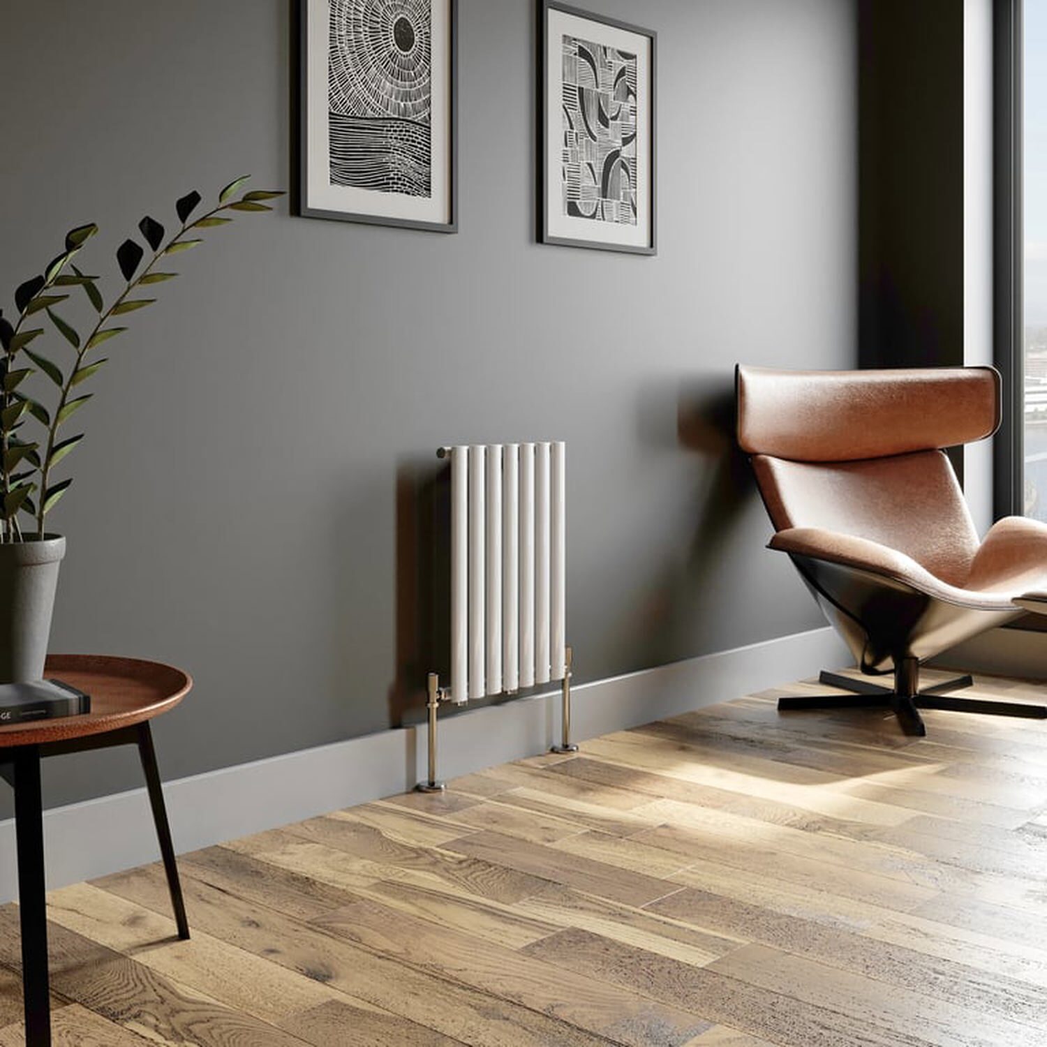 Temprazo Vertical Oval Tube Single Panel Designer Radiator - 1800 X 480Mm White - White / 600Mm / 420Mm