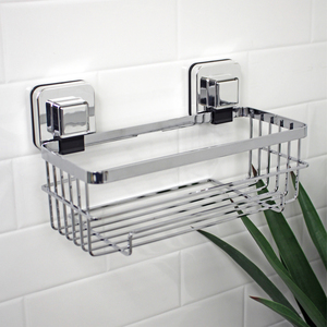 Showerdrape Pushloc Steel Suction Wall Mounted Bottle Basket