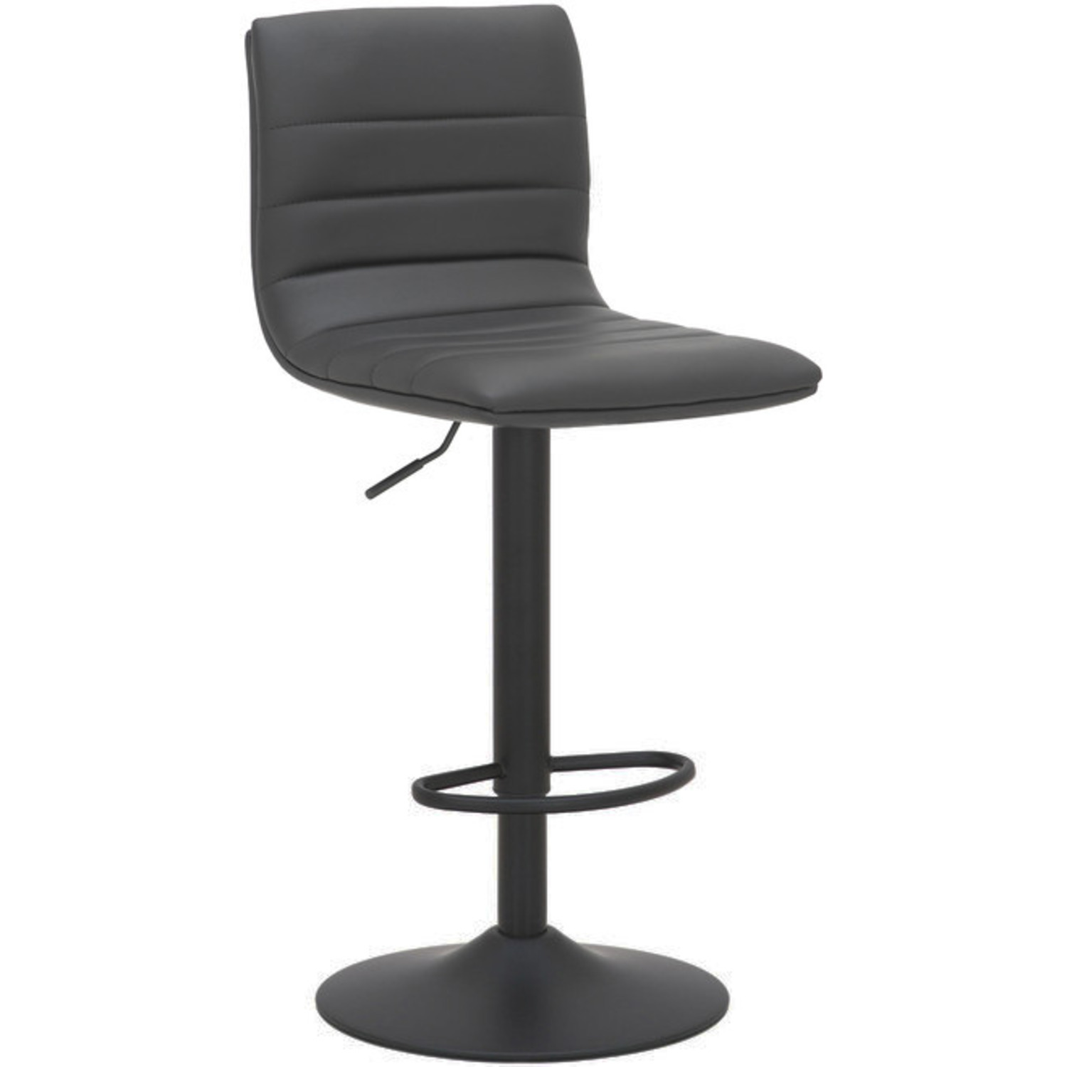 Aldo Black Bar Stool - Adjustable Height Kitchen Stool with Faux Leather Seat - Image 3