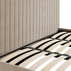 Beige / King Berlin Tall Headboard Ottoman Bed shot 17080309