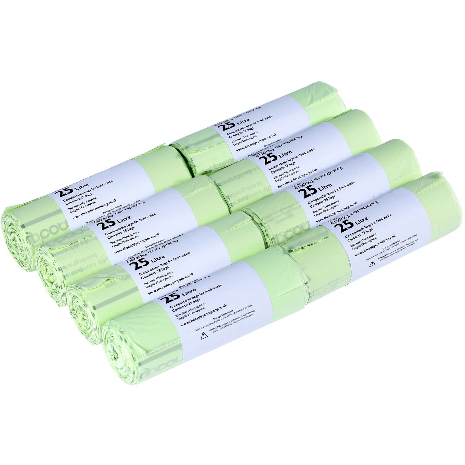 Caddy Company 25 Litre Compostable Food Waste Bin Bags - Green / 8