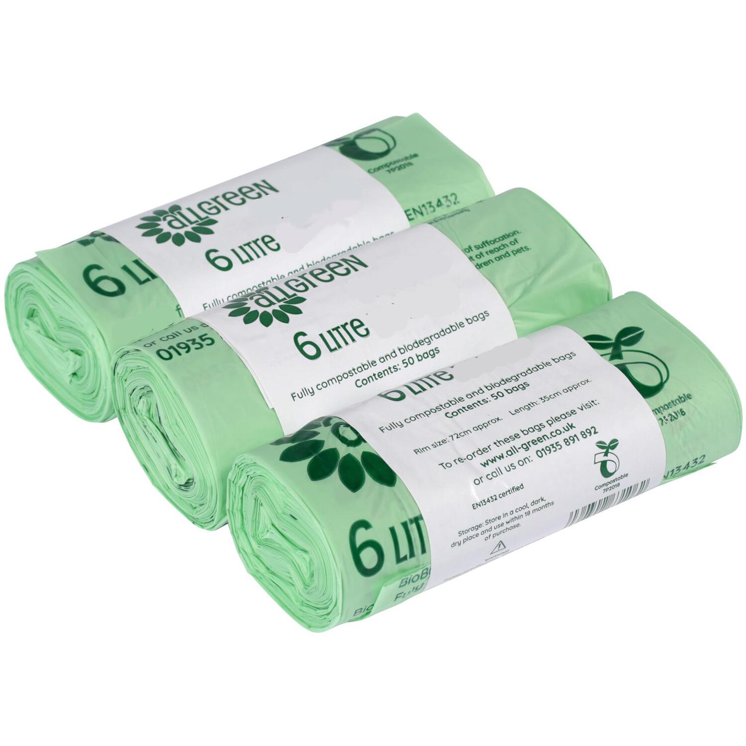 All-Green 6 Litre Compostable Food Waste Bin Liners - Green / 3