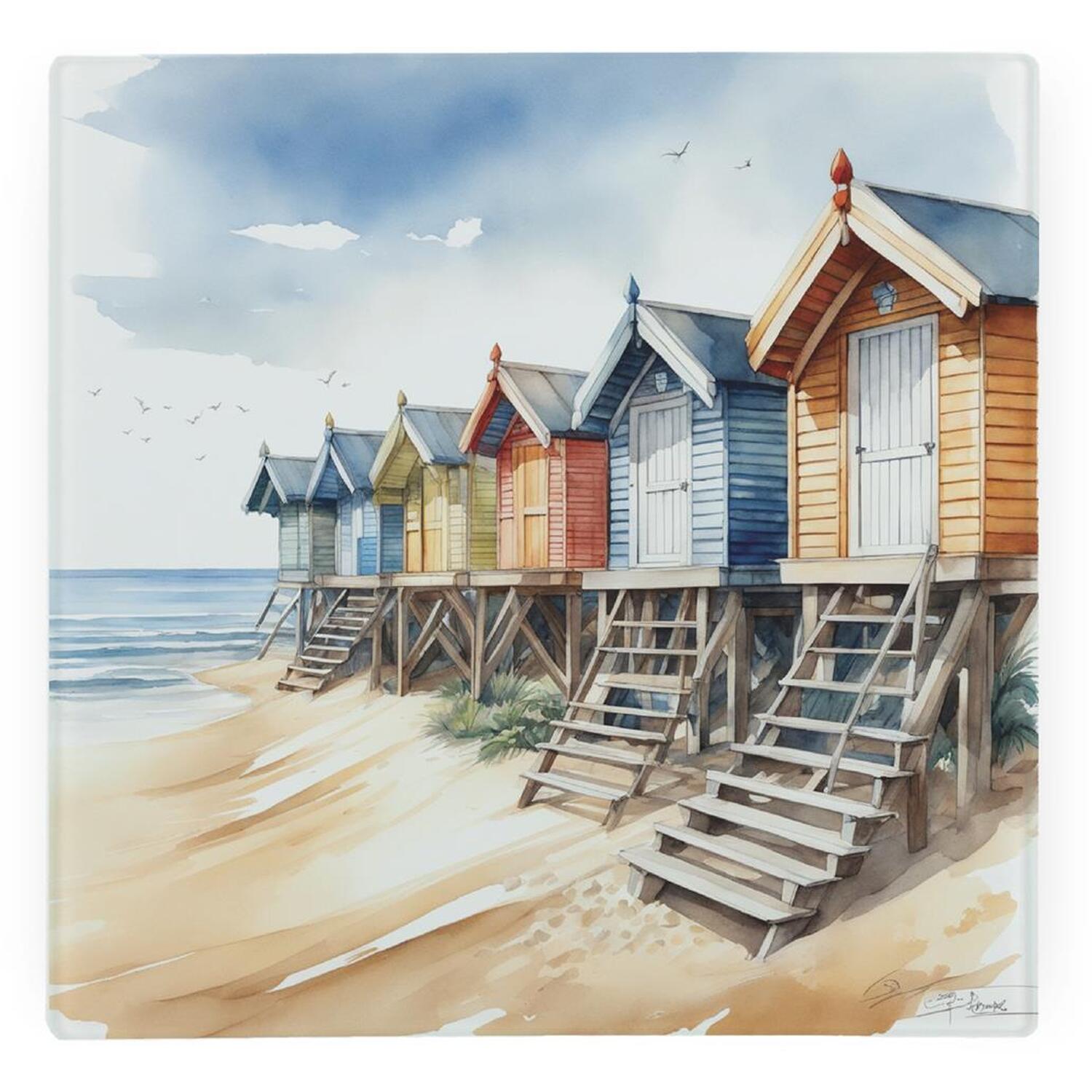 Image of Beach Huts Glass Hot Pot Stand&hellip;