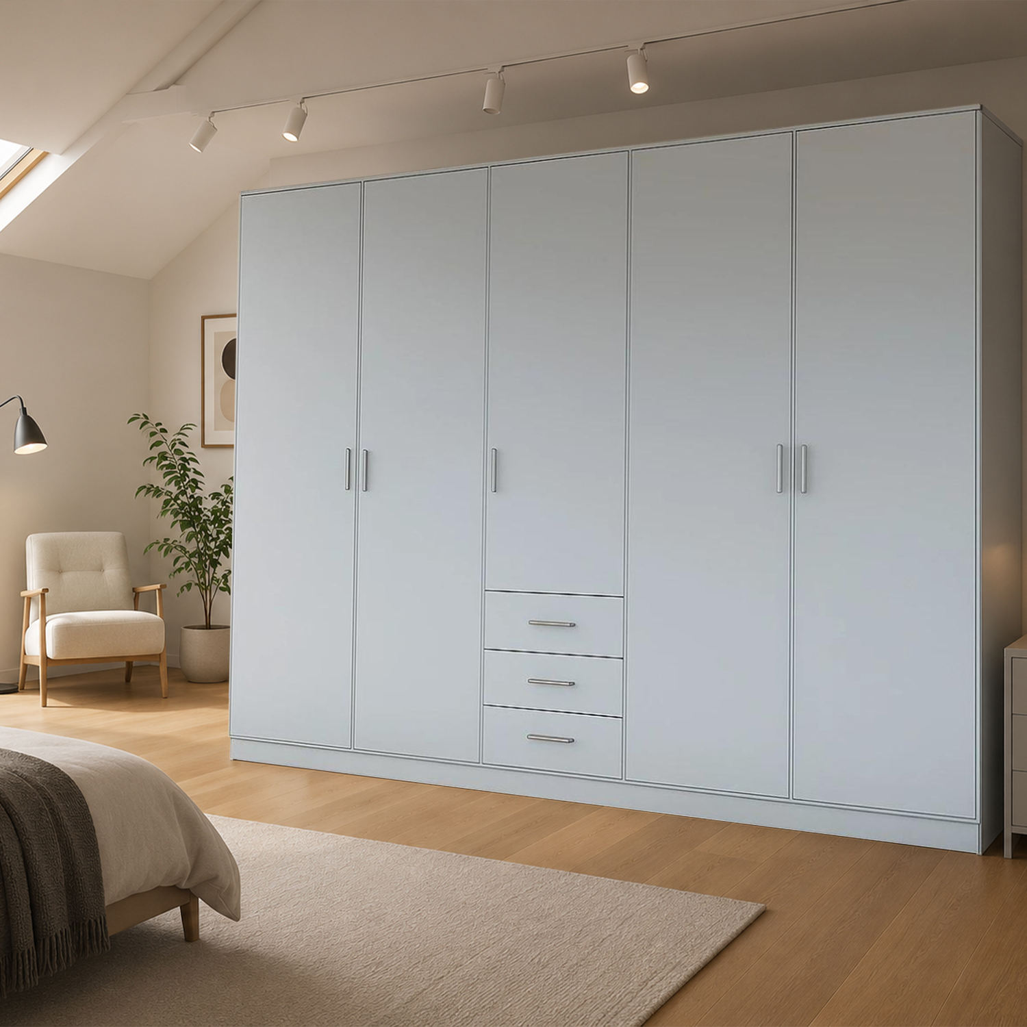 Kdmd Unisex Grey Venice Door Wardrobe With 3 Drawers Size 5 - Image 2
