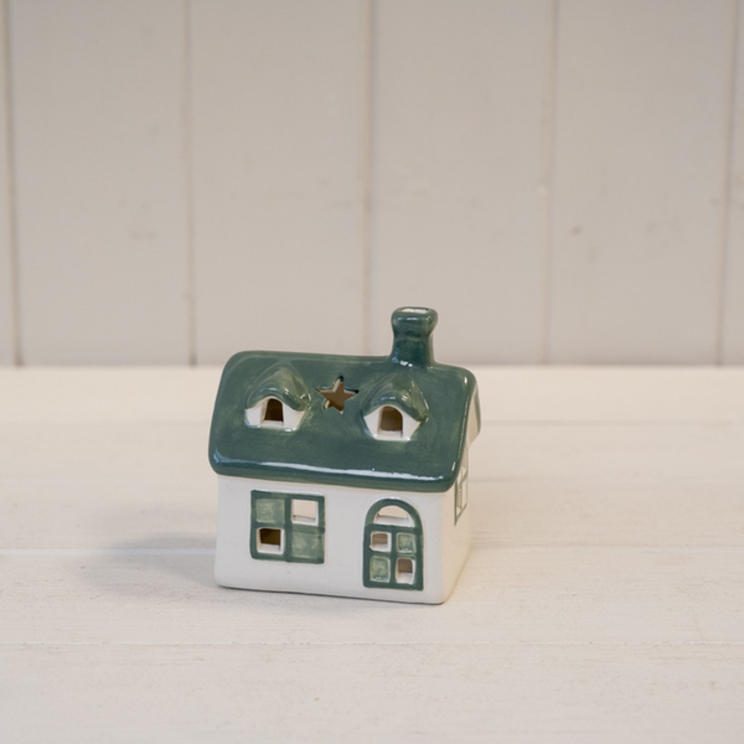 Kdmd Unisex Green White/ Ceramic House Tealight - 11Mm In - Image 2