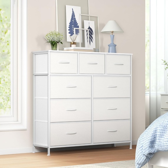SONGMICS Drawer Dresser, Chest of Drawers, 9 Non-Woven Fabric Drawers