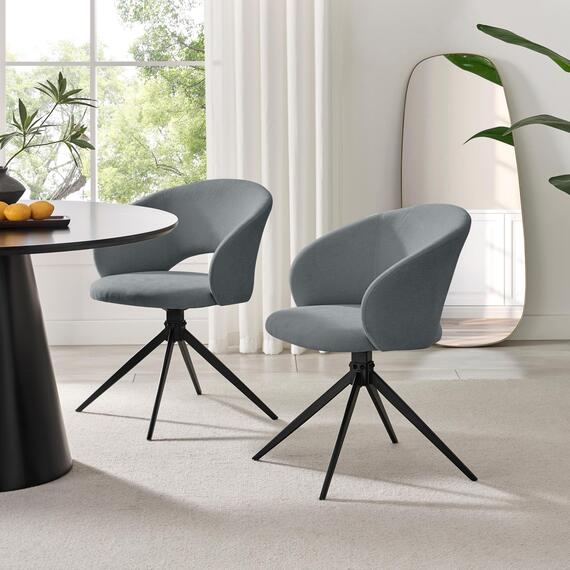 2x Anika Fabric Swivel Dining Chairs