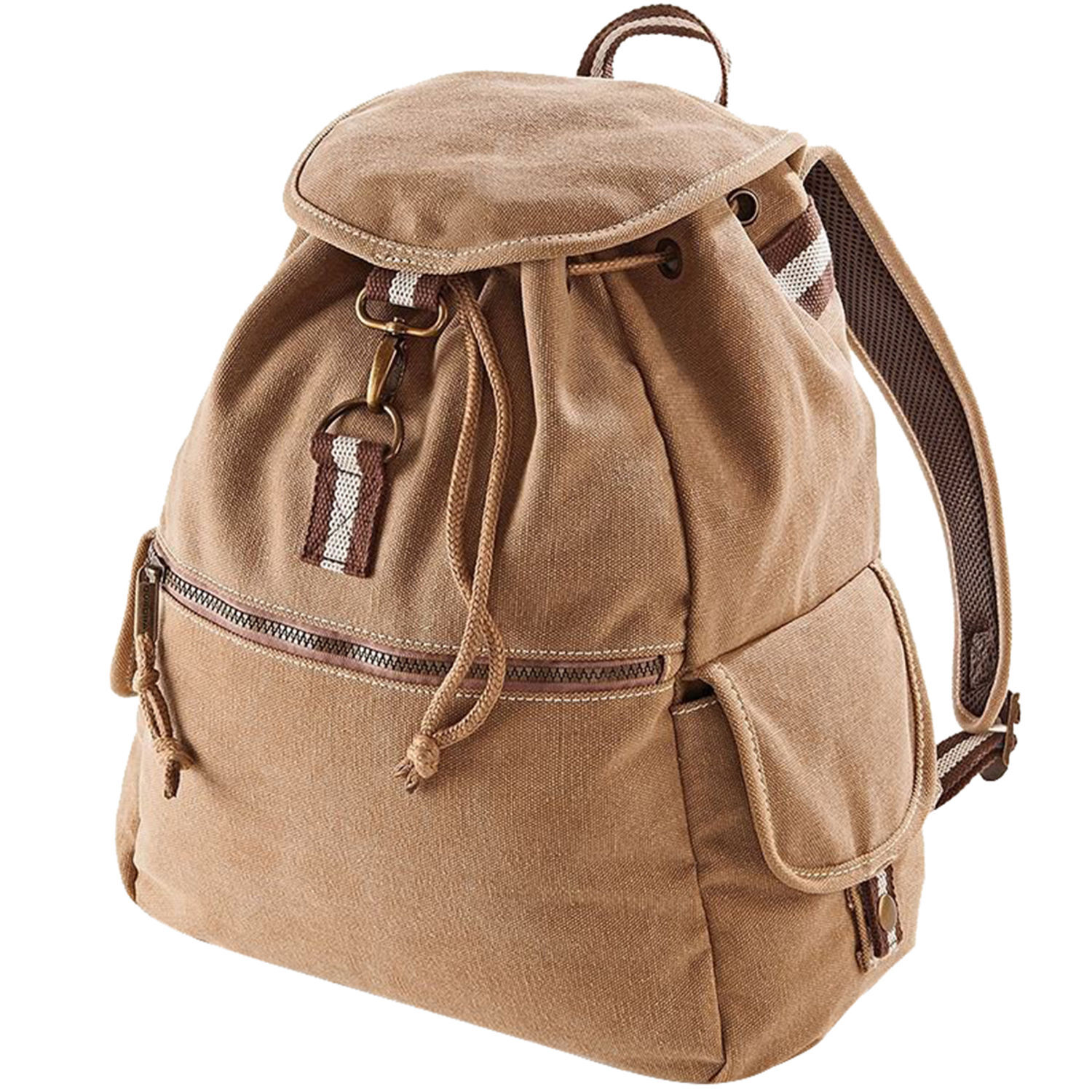 Quadra Vintage Canvas Backpack - 18 Litres (Pack Of 2) - Sahara