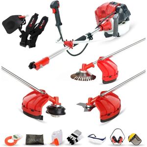 52cc Petrol Strimmer & Brush Cutter Pull Start, 3T Blade, Wire Brush, String Trimmer for Garden