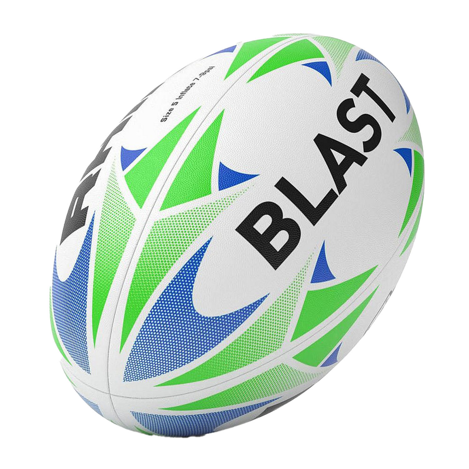 Rhino Blast Rugby Ball - White/Blue/Green