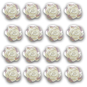 Pack of 50 Mini Pearl Resin Rose Flat Back Embellishments
