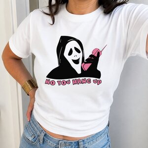 Womens Scream Halloween Ghost Call Print T-Shirt Novelty Slogan Fancy Dress Party Costume Top