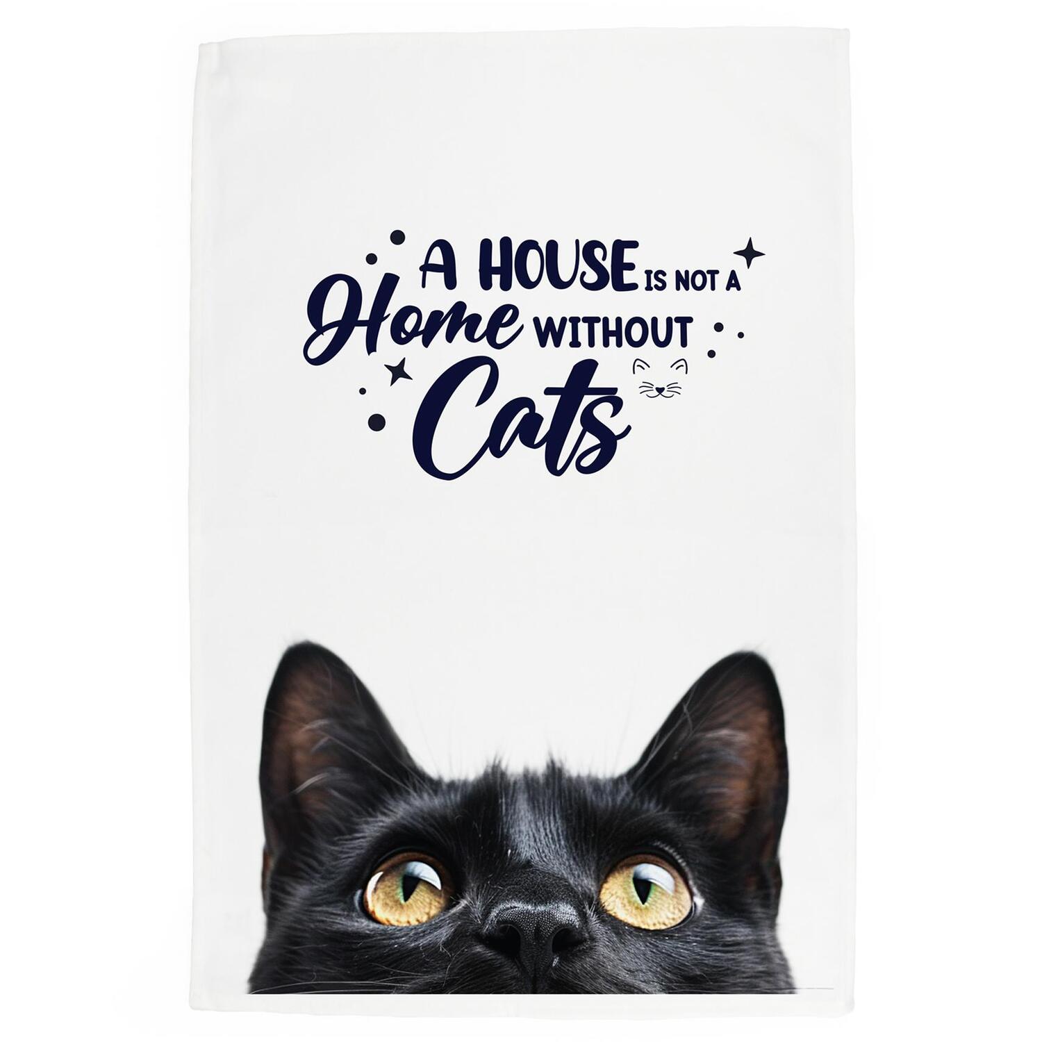 Novelty Cat Tea Towel - Black Cat Kitchen Gifts Dish Towel/Drying Cloth - Image 2