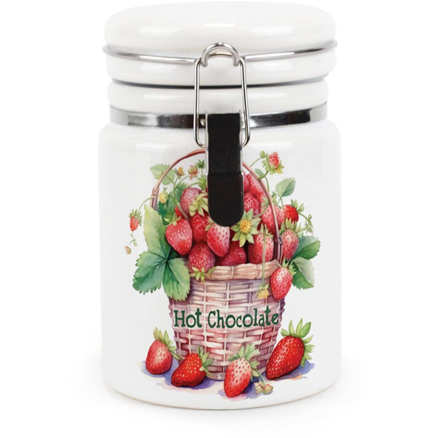 Ceramic Clip-Lid Strawberry Basket Canister - Hot Chocolate Storage Container - Image 2