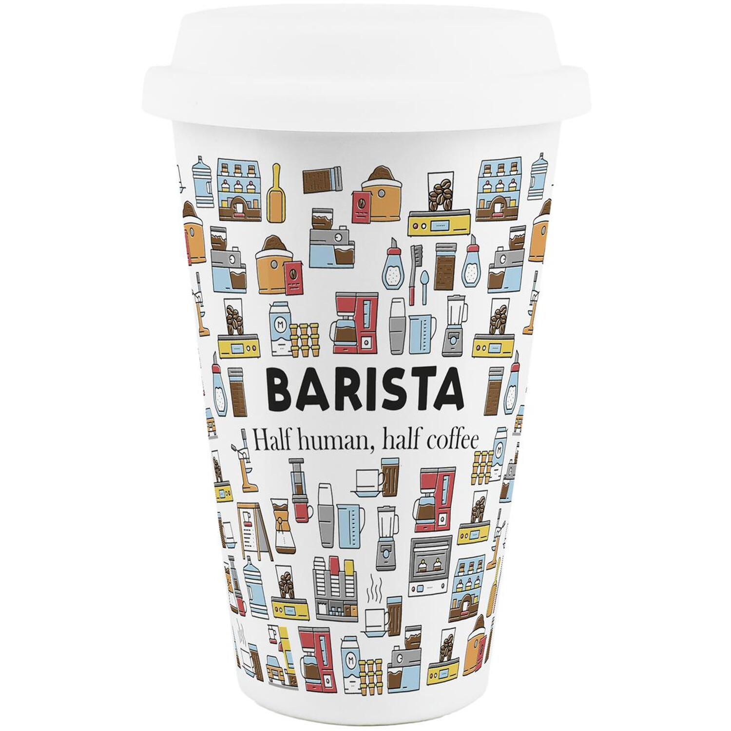 Image of Novelty Barista Ceramic Travel Mug -&hellip;
