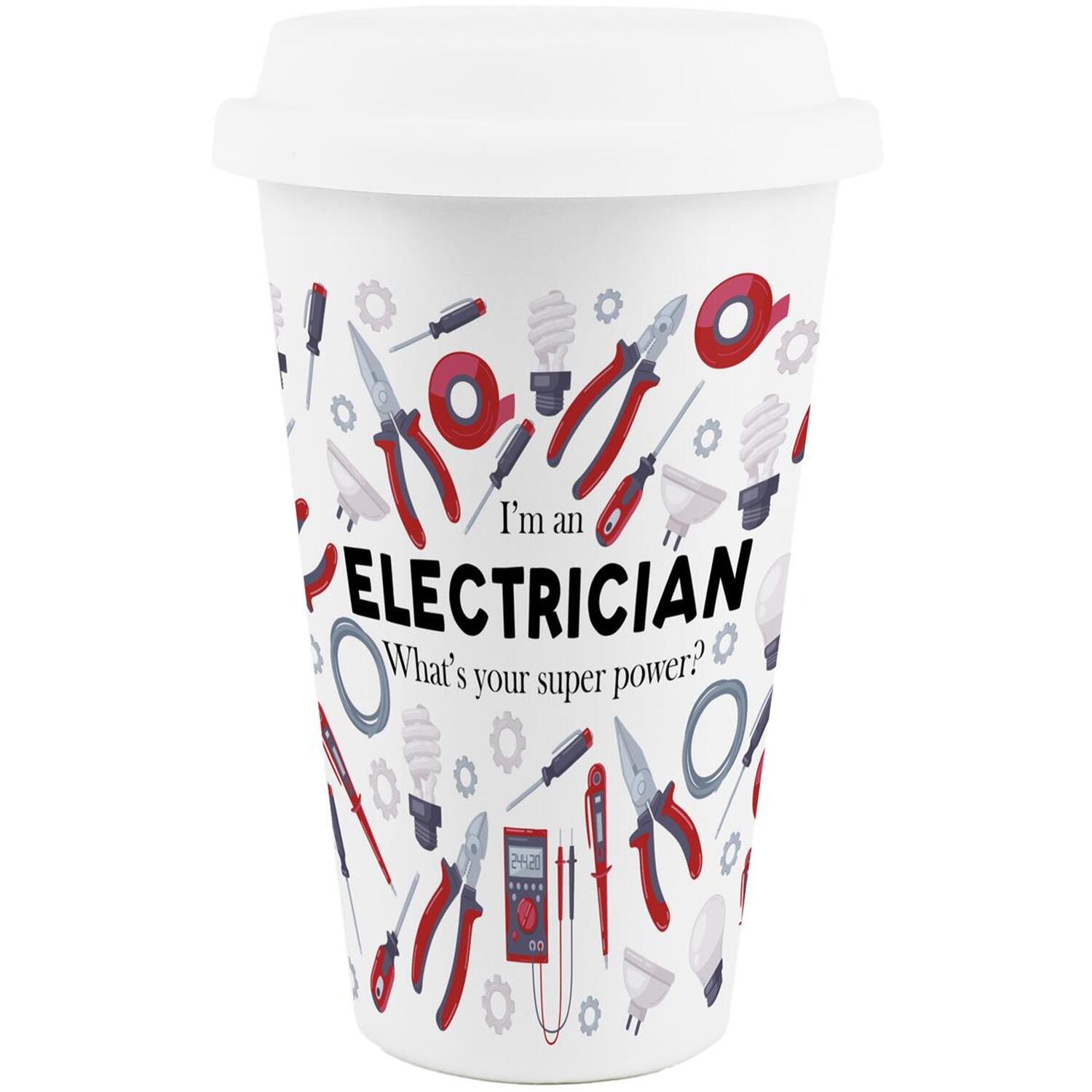 Image of Novelty Electrician Ceramic Travel Mug -&hellip;