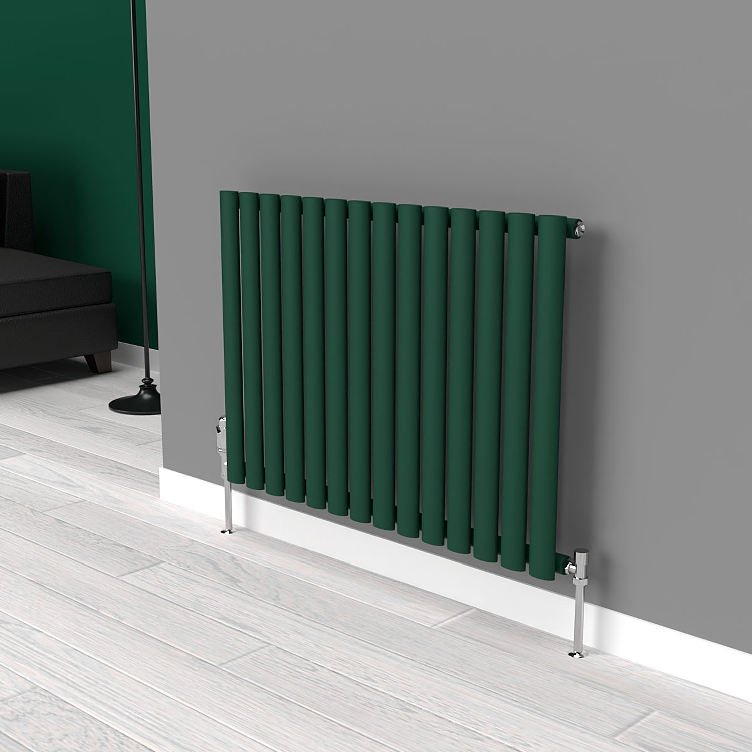 Lux Heat Oval Horizontal Coloured Radiator - British Racing Green - 600Mm X 780Mm (Single) - British Racing Green