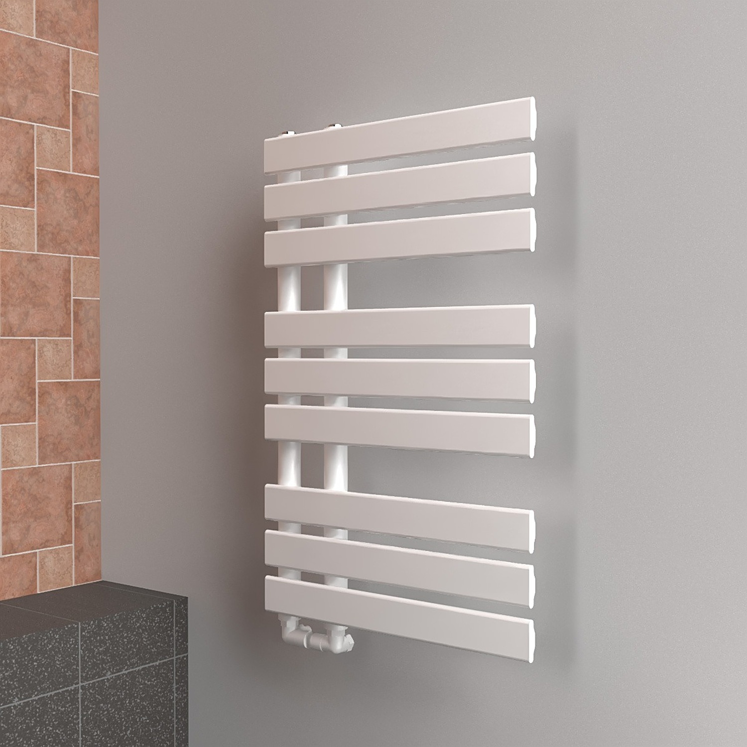 Lux Heat Open Flat White Towel Radiator - Matt White - 800Mm X 500Mm - White - Image 2