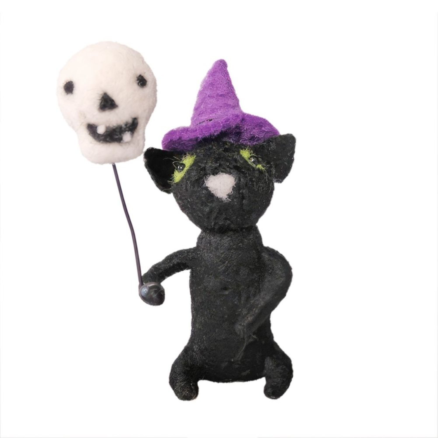  - Felt Cat With Skull Hanging Decoration 12.5CmBlack Felt - Image 3
