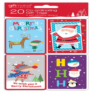 Pack of 100 Coordinating Novelty Kids Design Self Adhesive Christmas Gift Tags