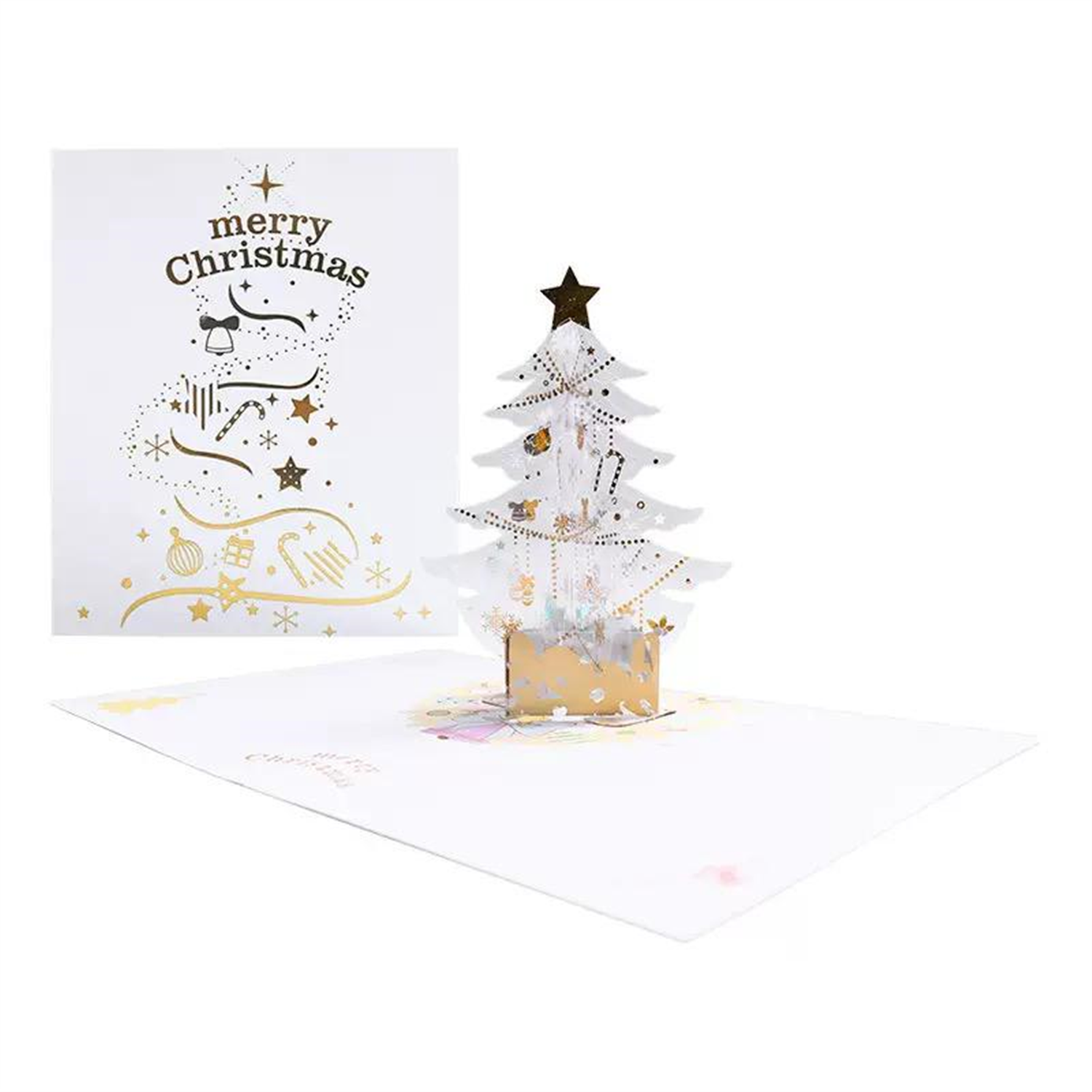 Season’s Sparkle Crystal Tree 3D Pop Up Christmas Card - Image 2