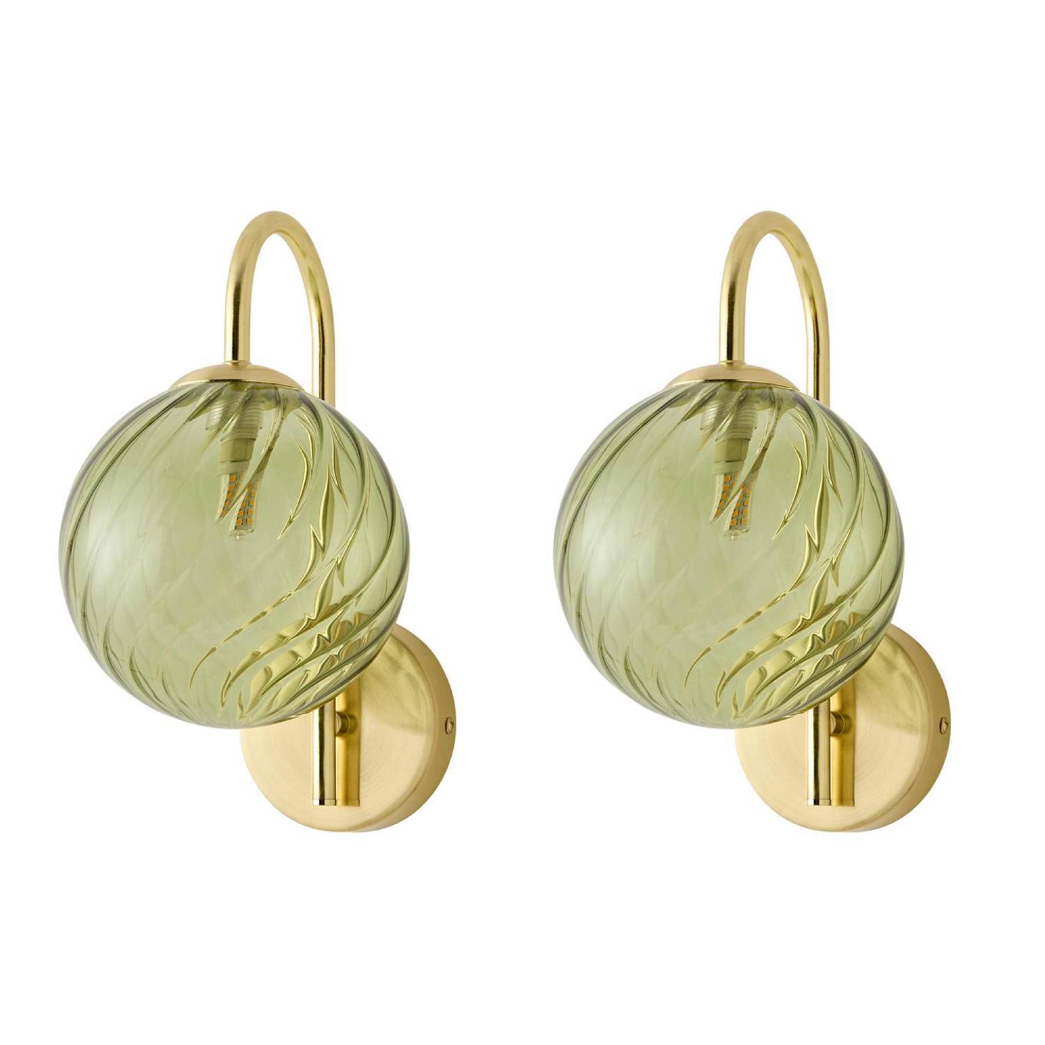 Valuelights Sydney Single Glass Swirl Shade Metal Wall Light Fitting - Brushed Gold / 1 / No - Gold / 0 / 2