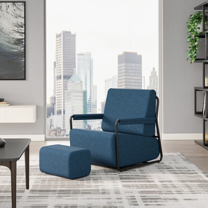 Fabric Armchair with Footstool