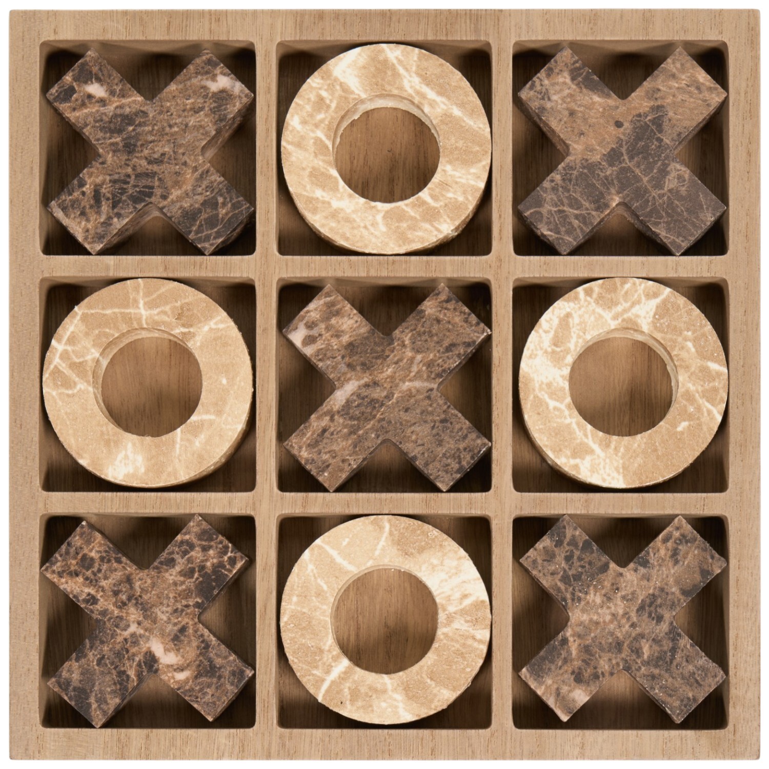 Marble Effect Noughts and Crosses Board Game Decorative Ornament for Home Decor - Image 2