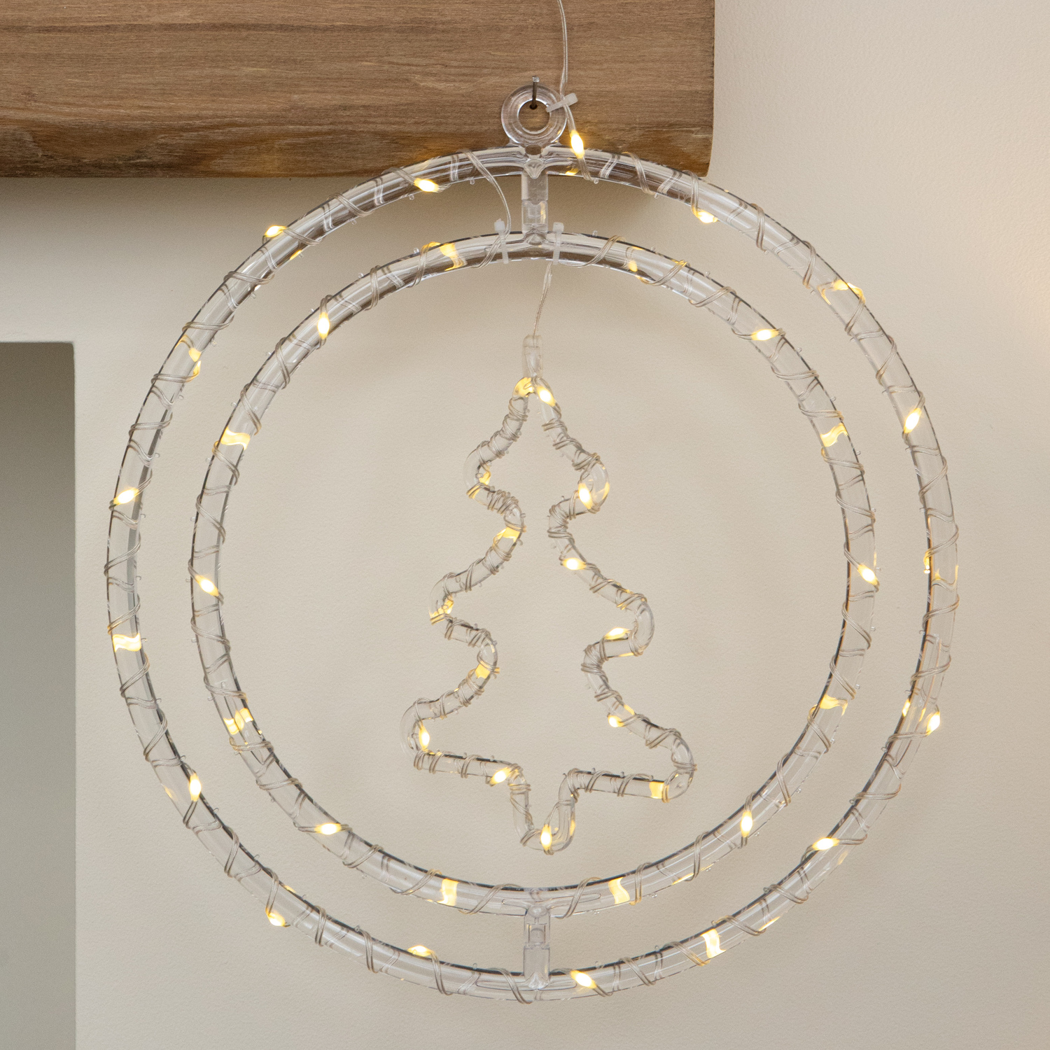 Light/White 33Cm Up Hanging Christmas Tree Ring With Warm Leds - Image 4