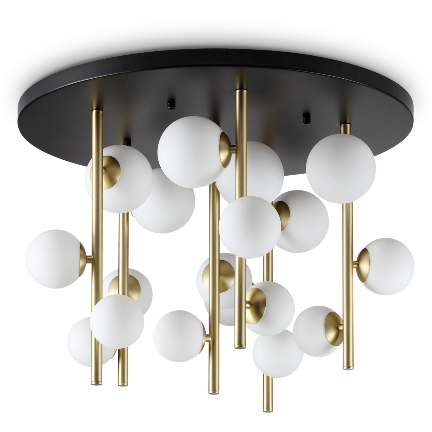 B&Q - Luminosa Perlage 18 Light Globe Ceiling Light BrassWhite Glass Shade - Image 2