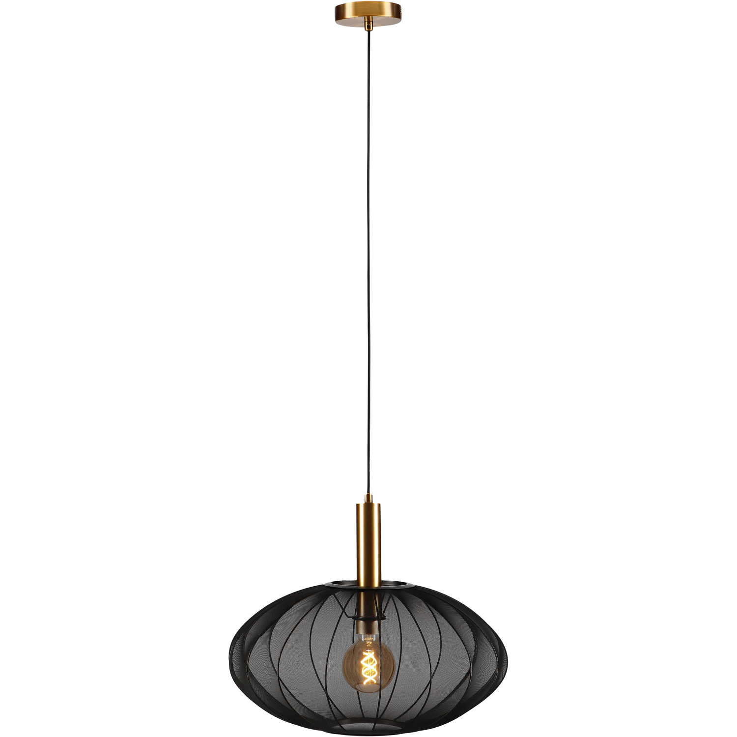 Lucide CORINA Pendant Light - 50 cm - Black Fabric - 1xE27 Bulb Holder - Image 5