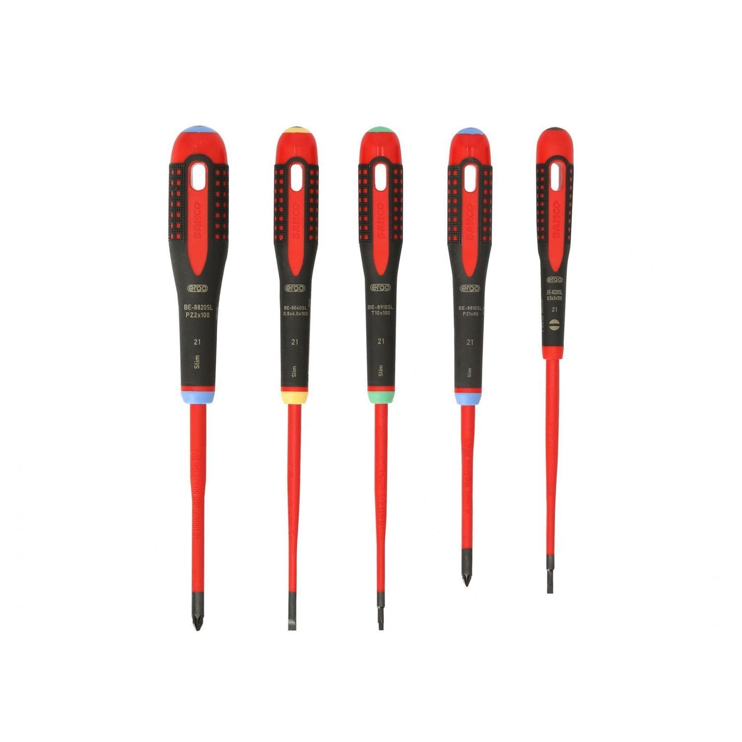Bahco Be-9872Sl Ergo Vde Insulated Screwdriver Set, 5 Piece - Multi Colour