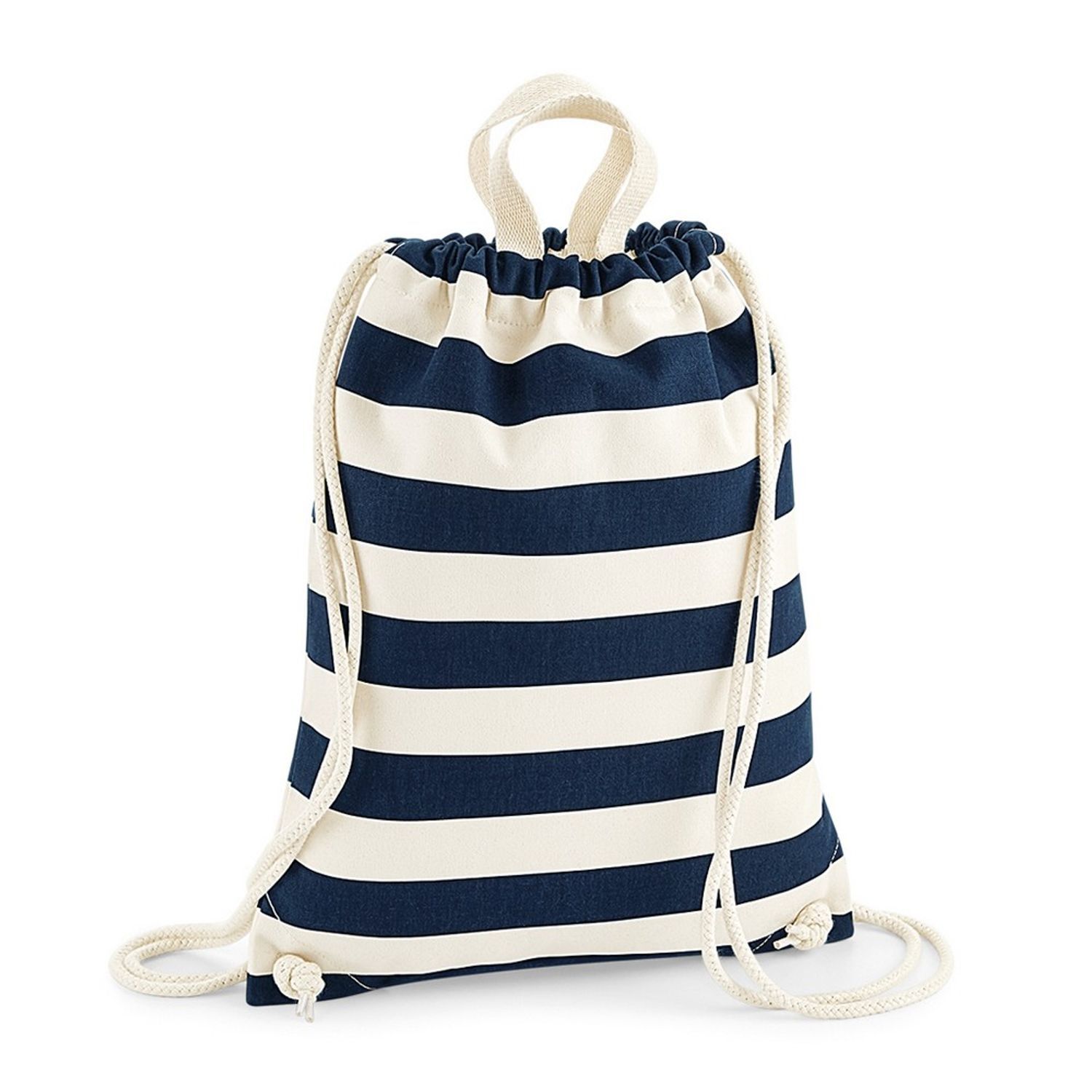 Westford Mill Ladies/Womens Nautical Gymsac - Natural/Navy