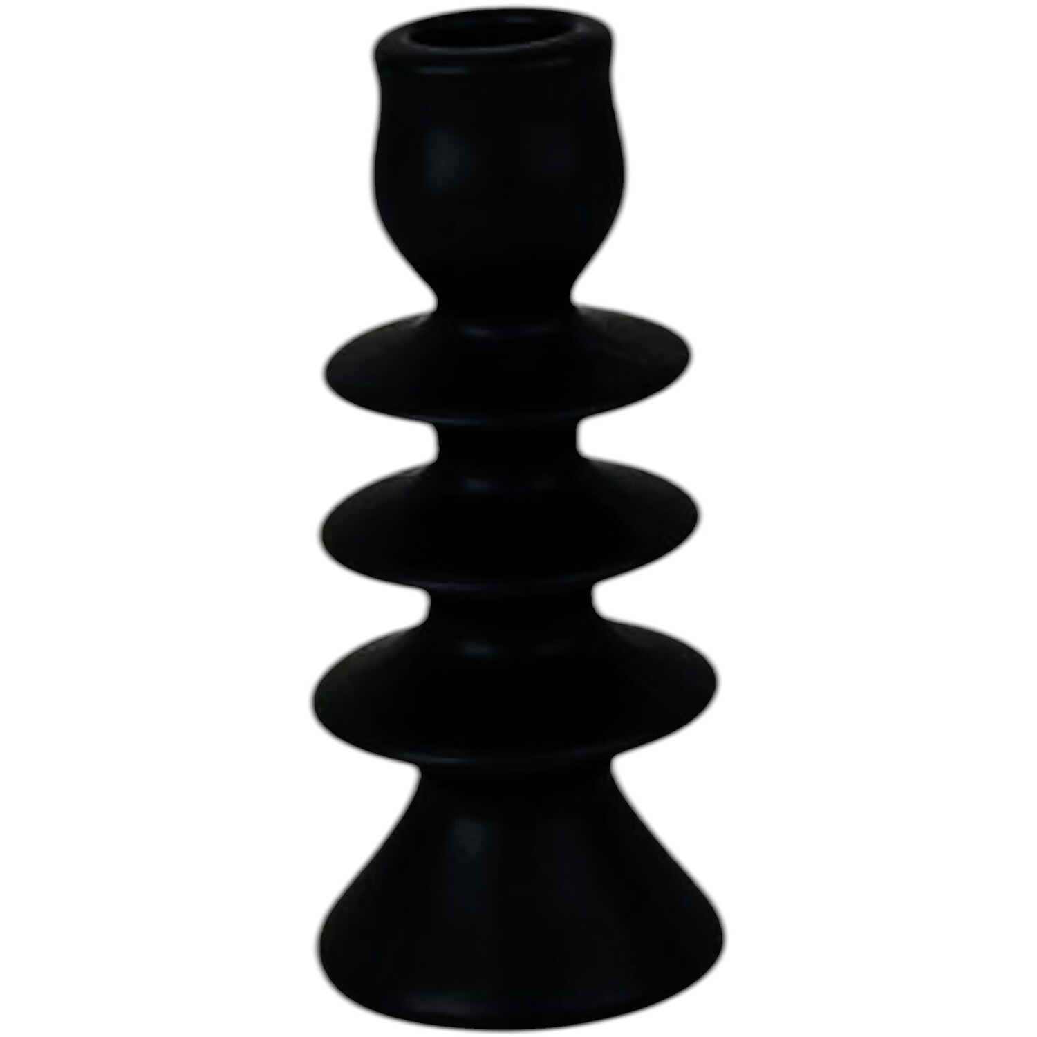 Four Candle Small Black Ceramic Candle Holder - Black