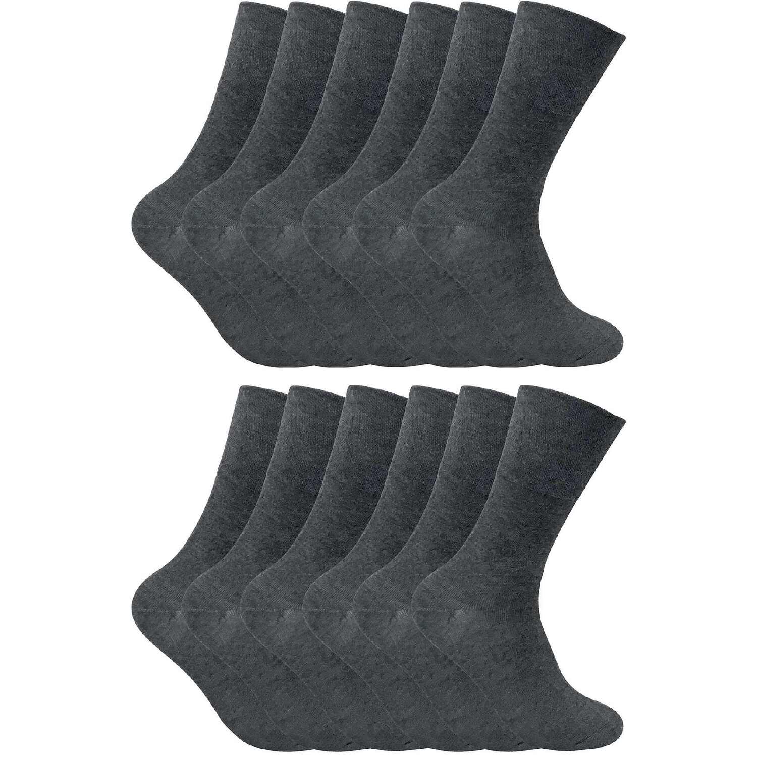 Sock Snob Men's Dark Grey 12 Pairs Thin Non Elastic Thermal Diabetic Socks In | Size: 6-11 - Image 3