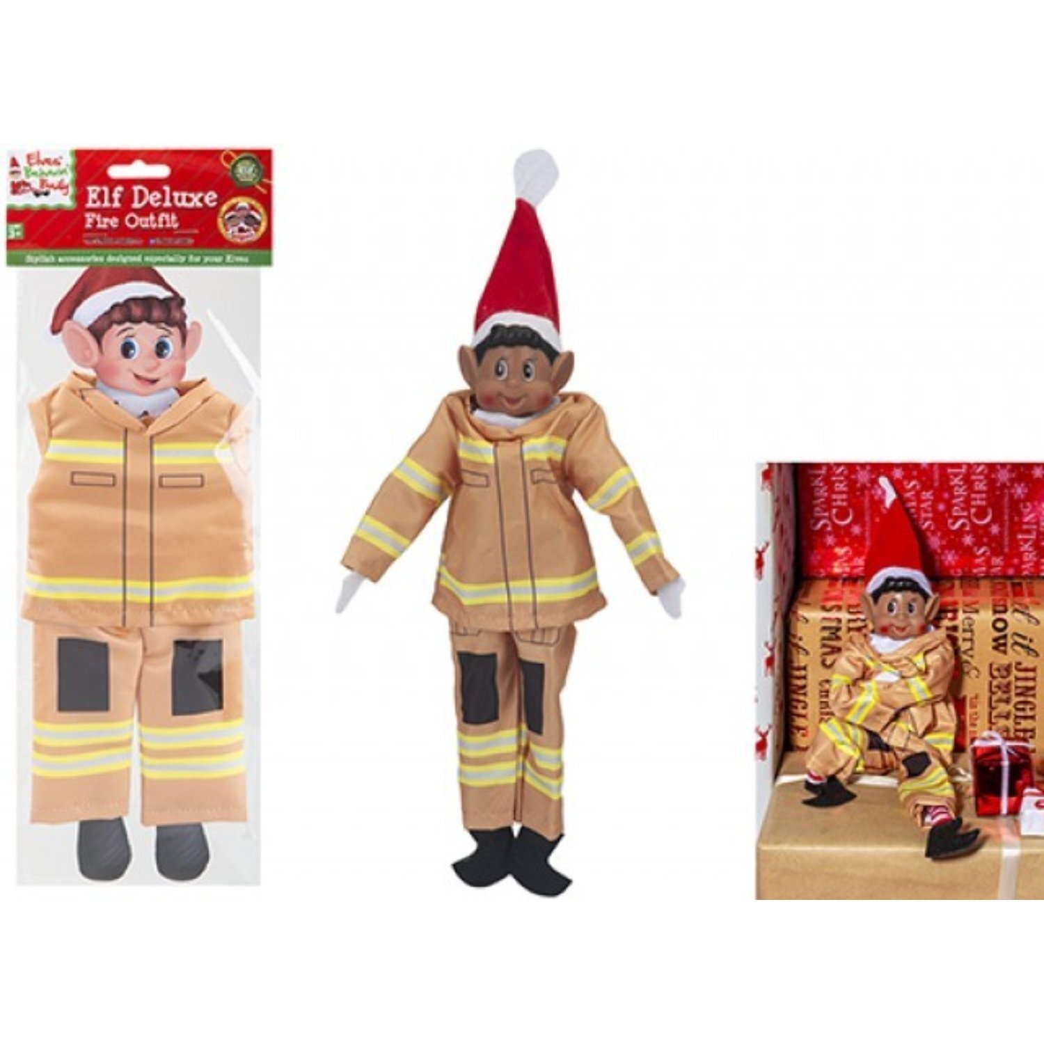Kdmd Elves Behavin Badly Elf Fireman Outfit - Brown