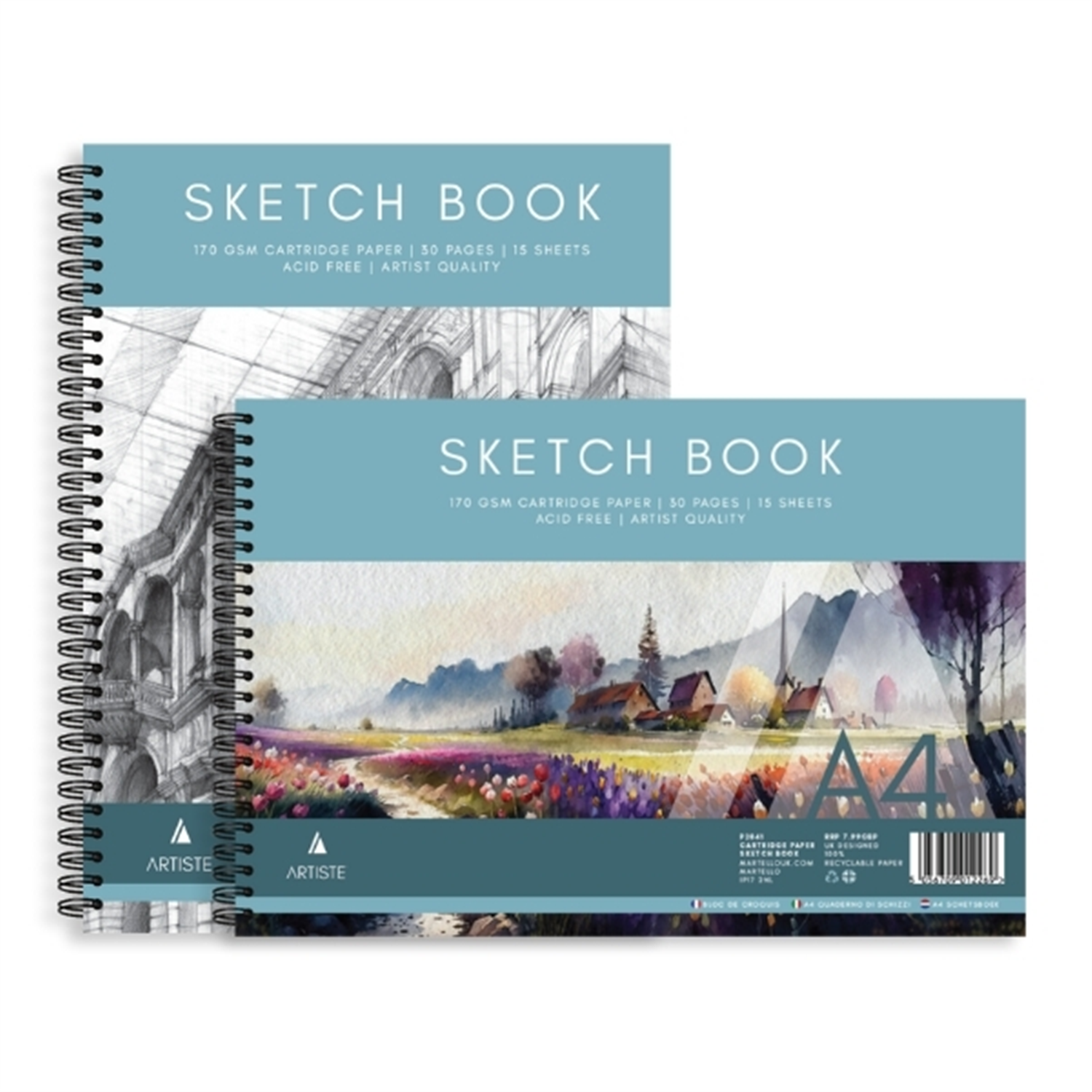 A4 Sketch Book Pad Wirebound 170gsm Artist Cartridge Drawing Paper Sketching - Image 2