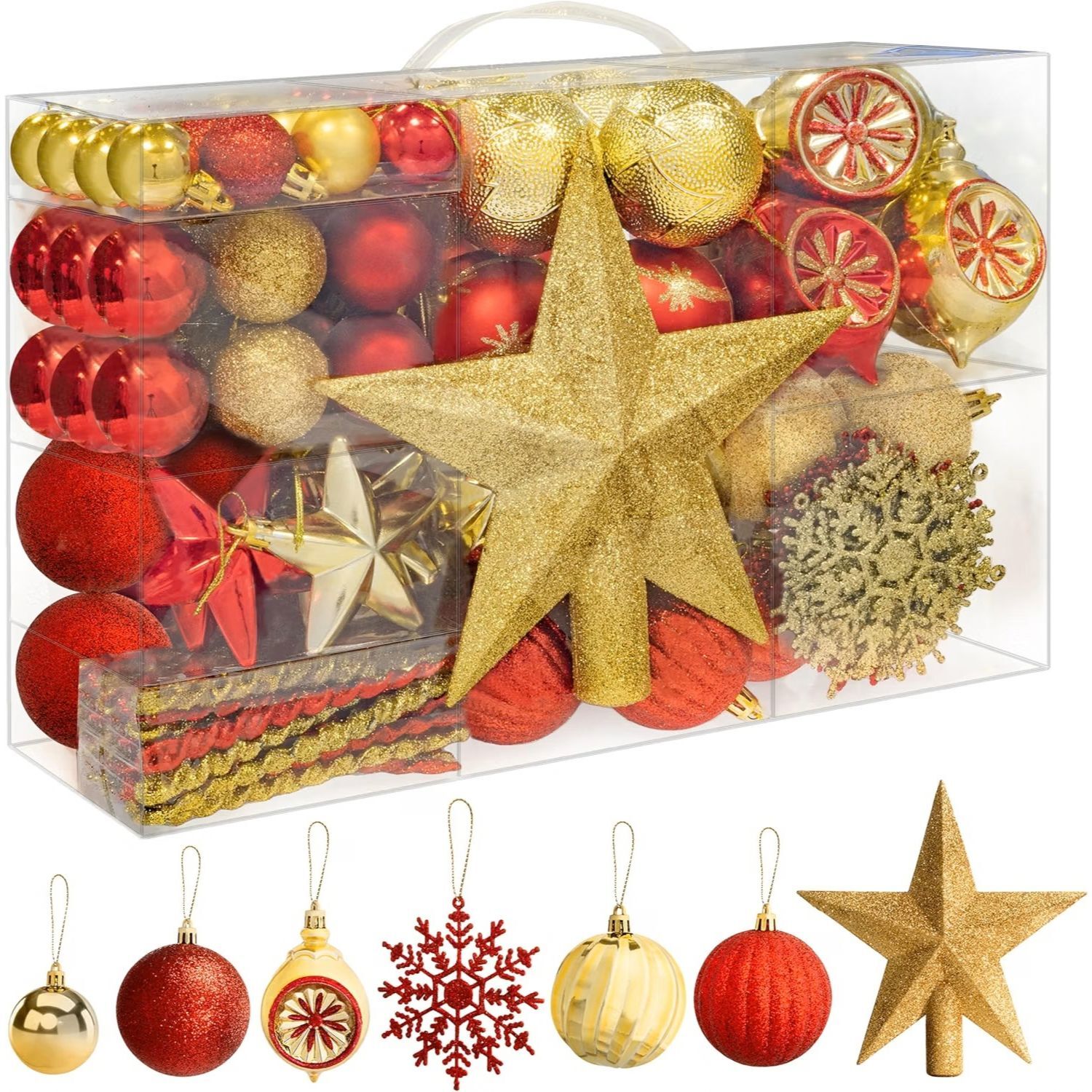 Pelle & Sol 108-Piece Christmas Baubles Set - Red & Gold