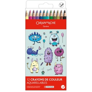 Kawaii Monsters Swisscolor Aquarelle Pencils - Assorted Colours / 12 Pack