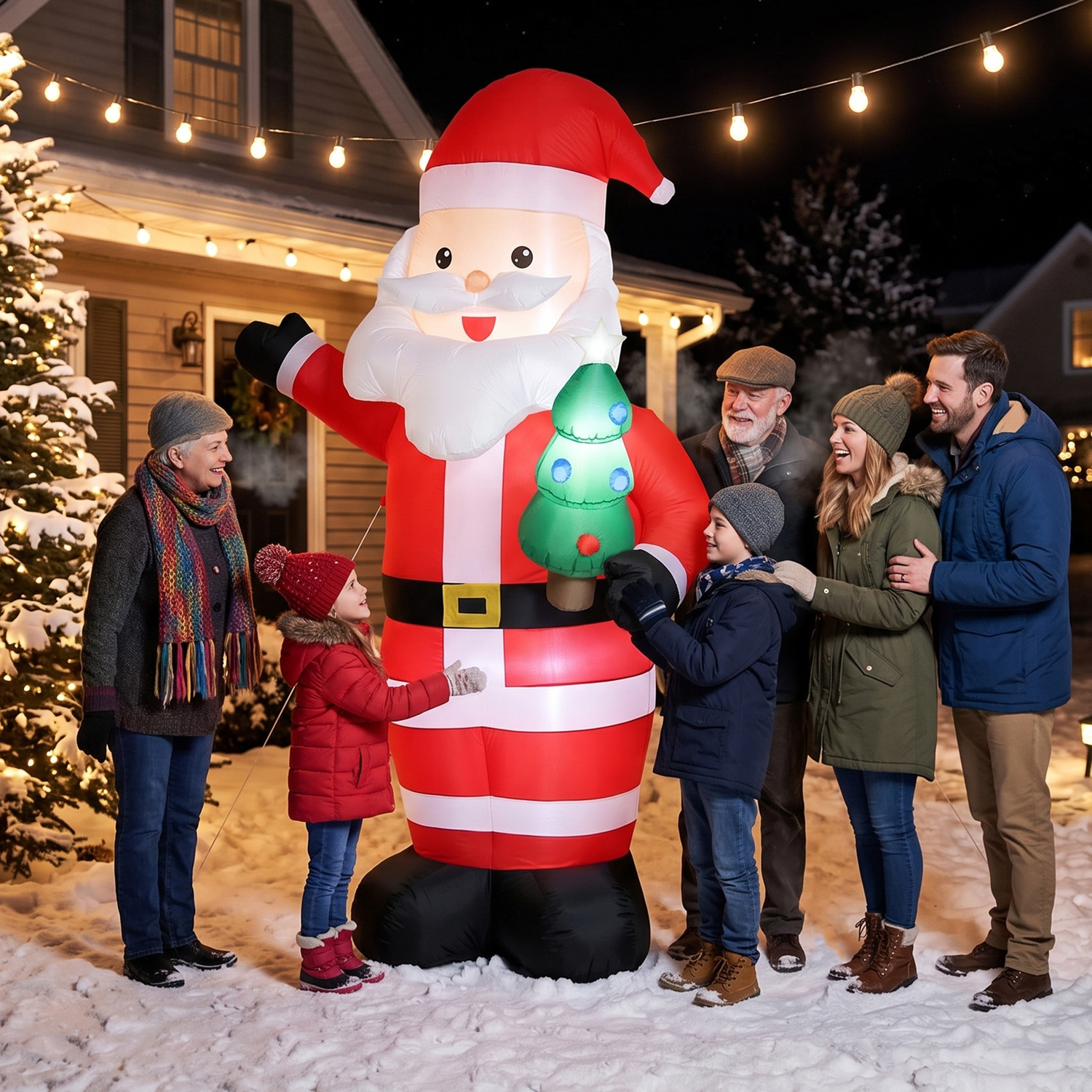 George Red Outsunny 8Ft Light-Up Inflatable Santa Christmas Decoration - Image 6