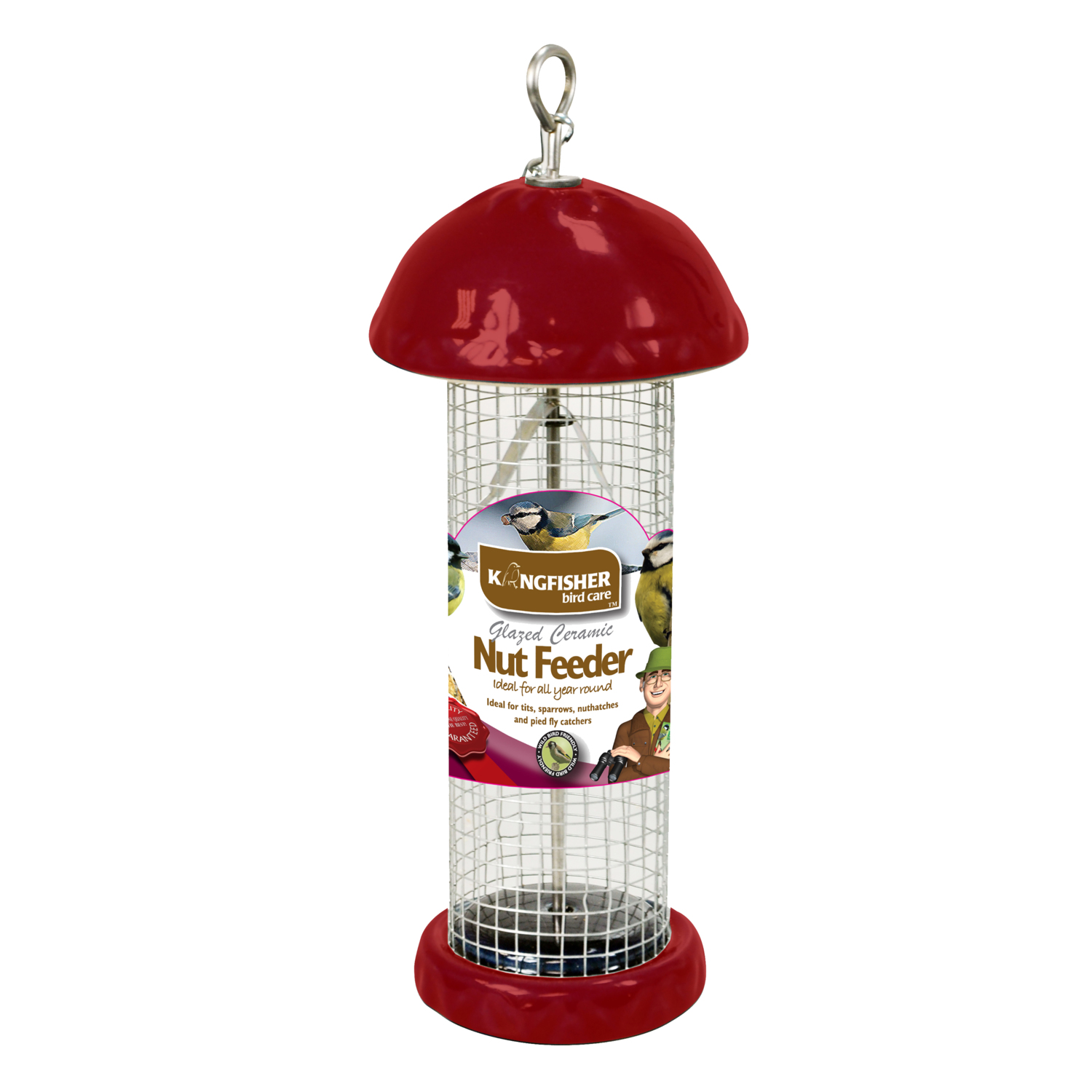 Glazed Ceramic Bird Nut Feeder