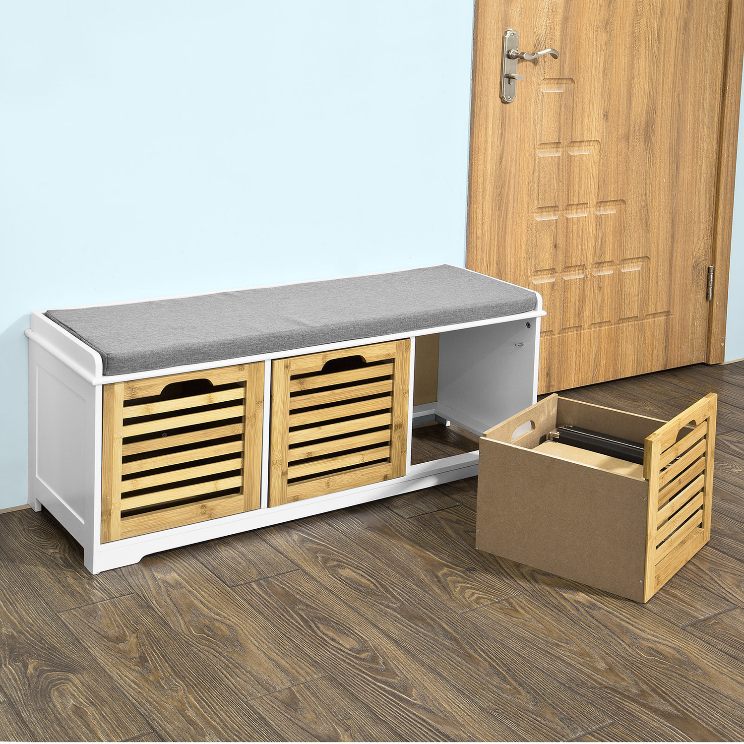 Sobuy Shoe Storage Cabinet Bench Unit - Bamboo