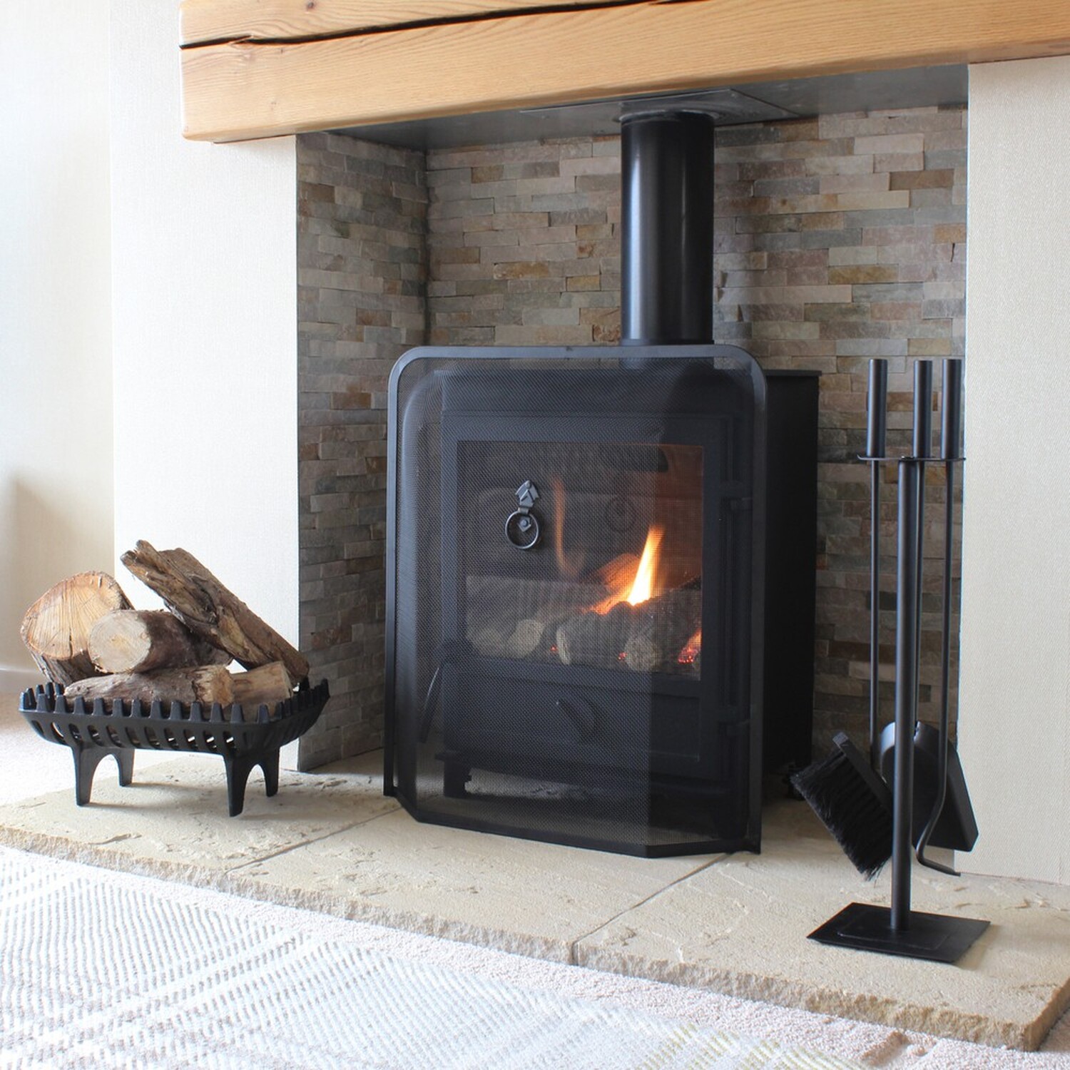 Quantock Spark Fire Guard Surround Screen - Black