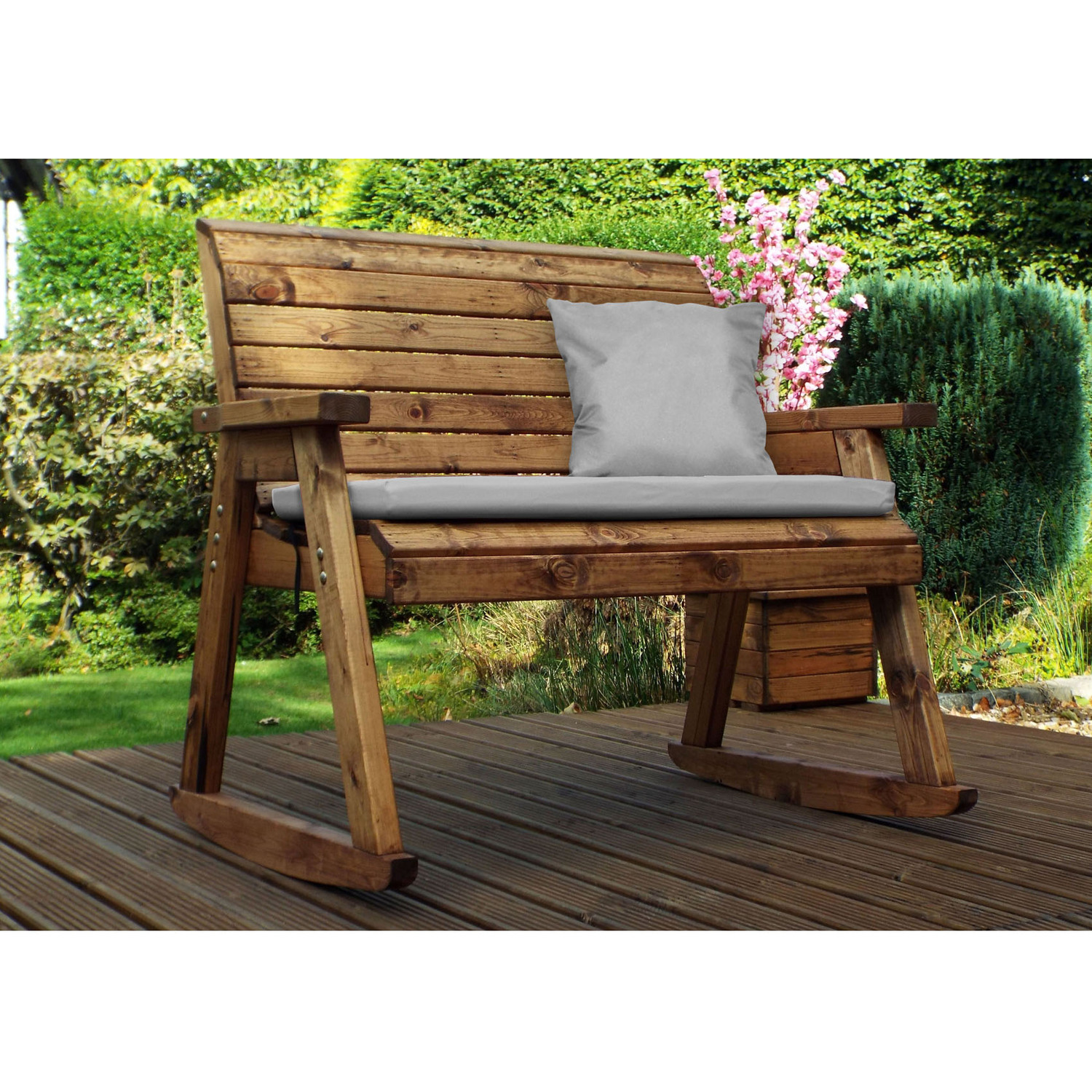 Charles Taylor 2 Seater Bench Rocker With Seat Cushion - Grey - Image 1