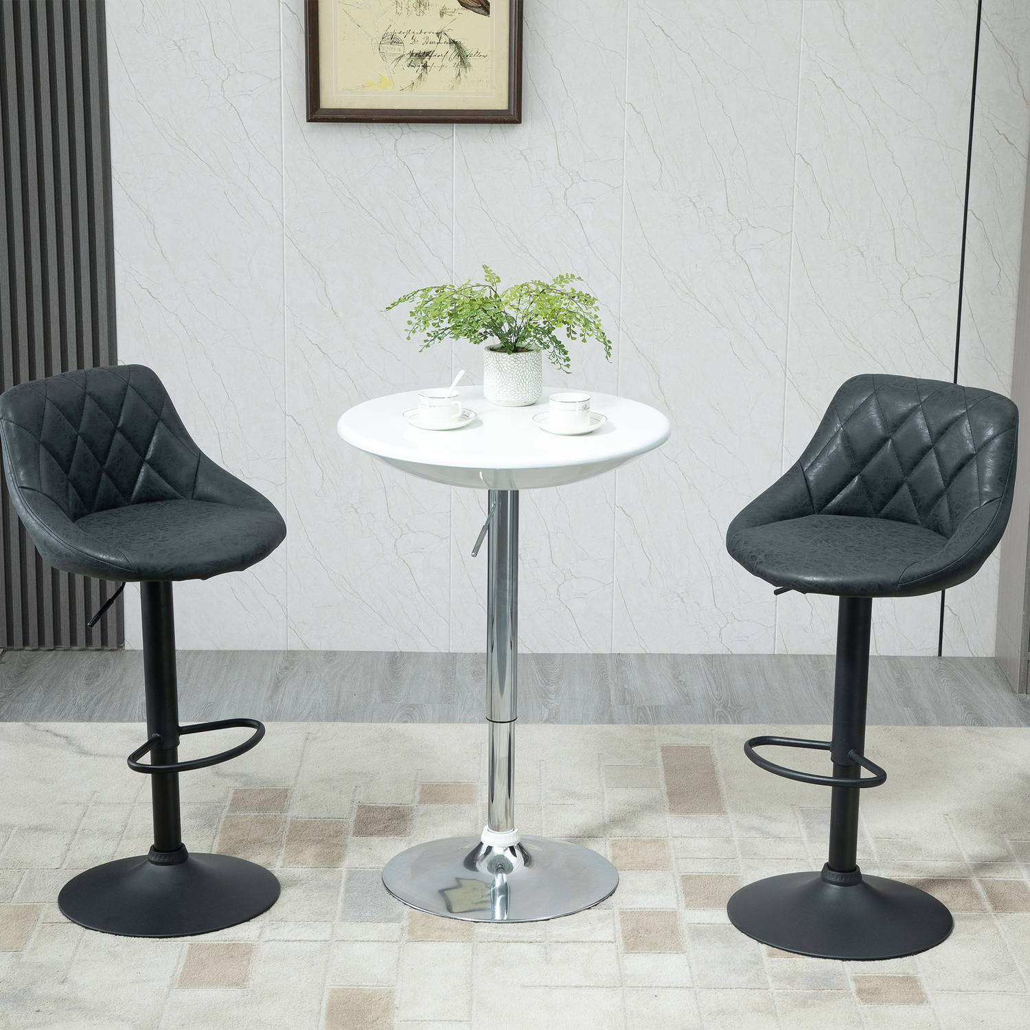 Homcom 61Cm Round Home Pub Bar Table - White