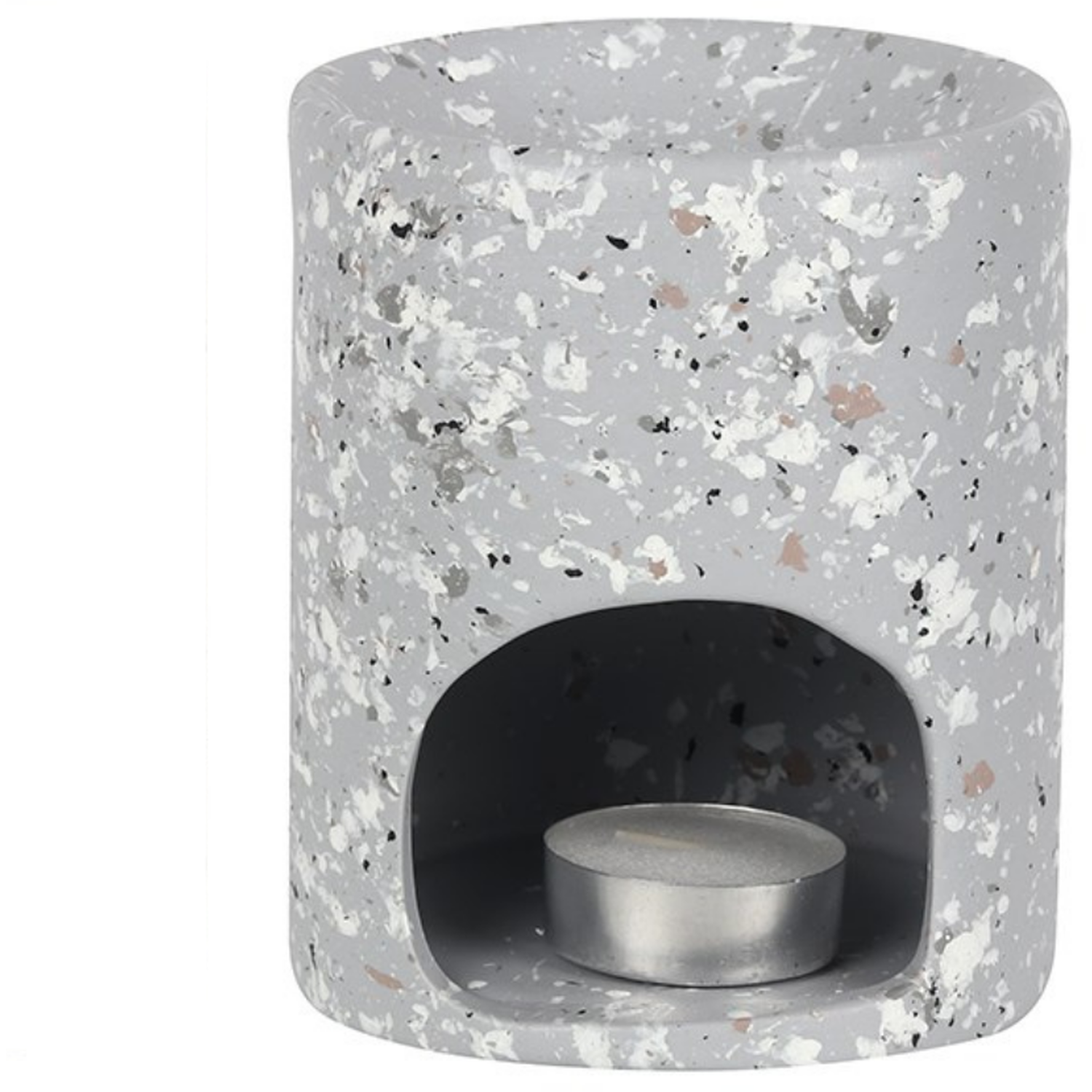 Terazzo Effect Oil Burner with Tealight - Grey
