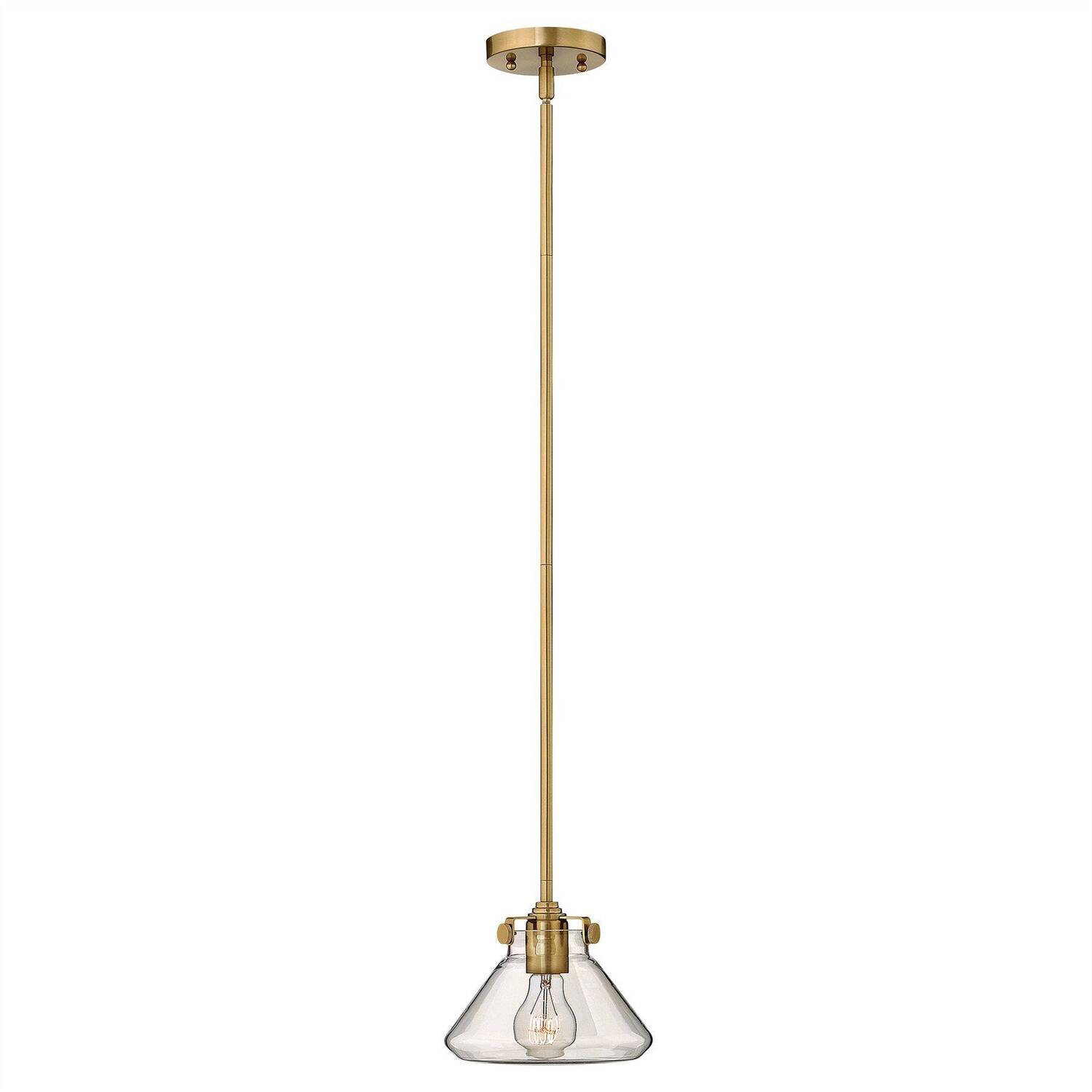Congress 1 Light Dome Ceiling Pendant Brushed Caramel Clear Glass, E27 - Brushed Caramel