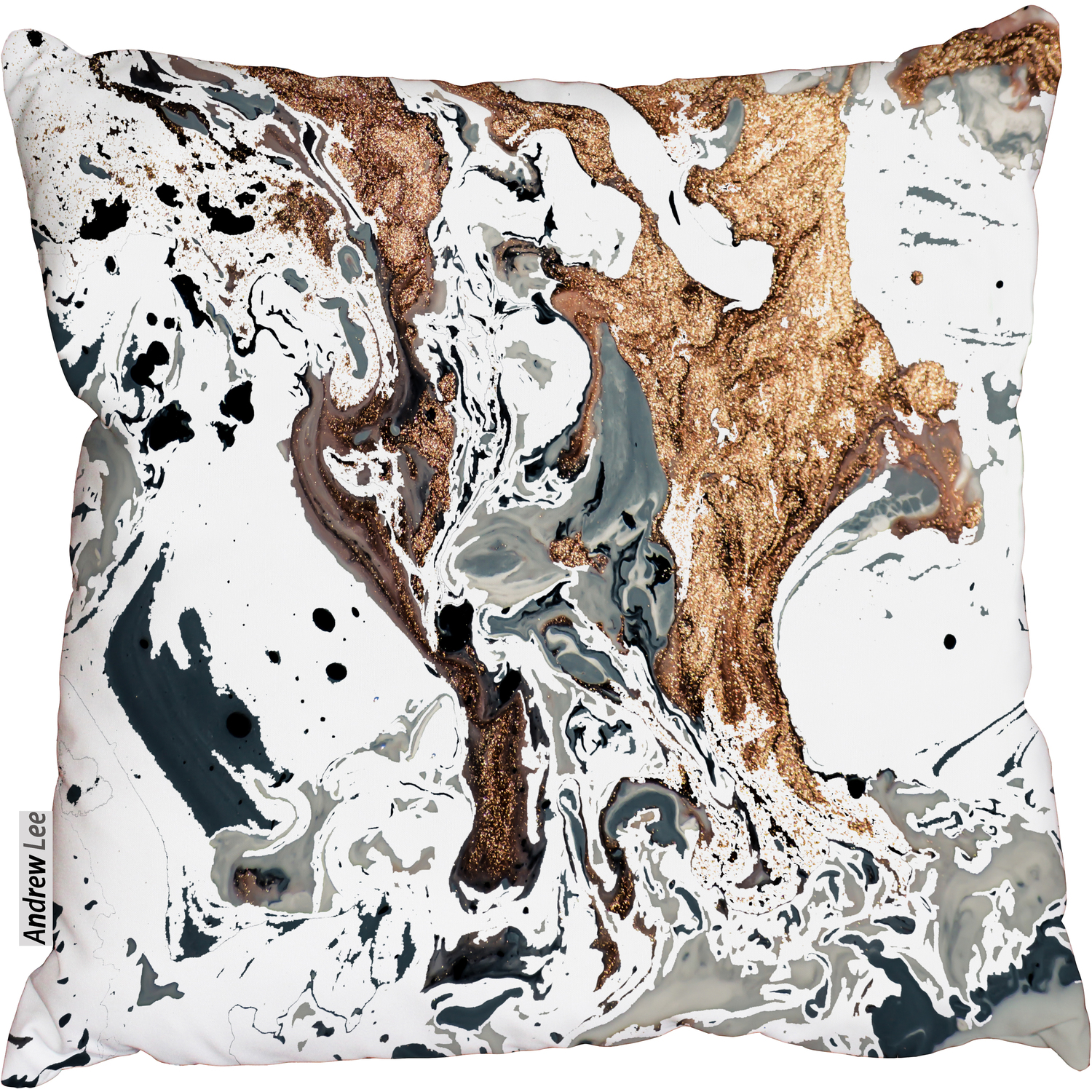 Ink marbling art texture Cushion - bronze / 60cm