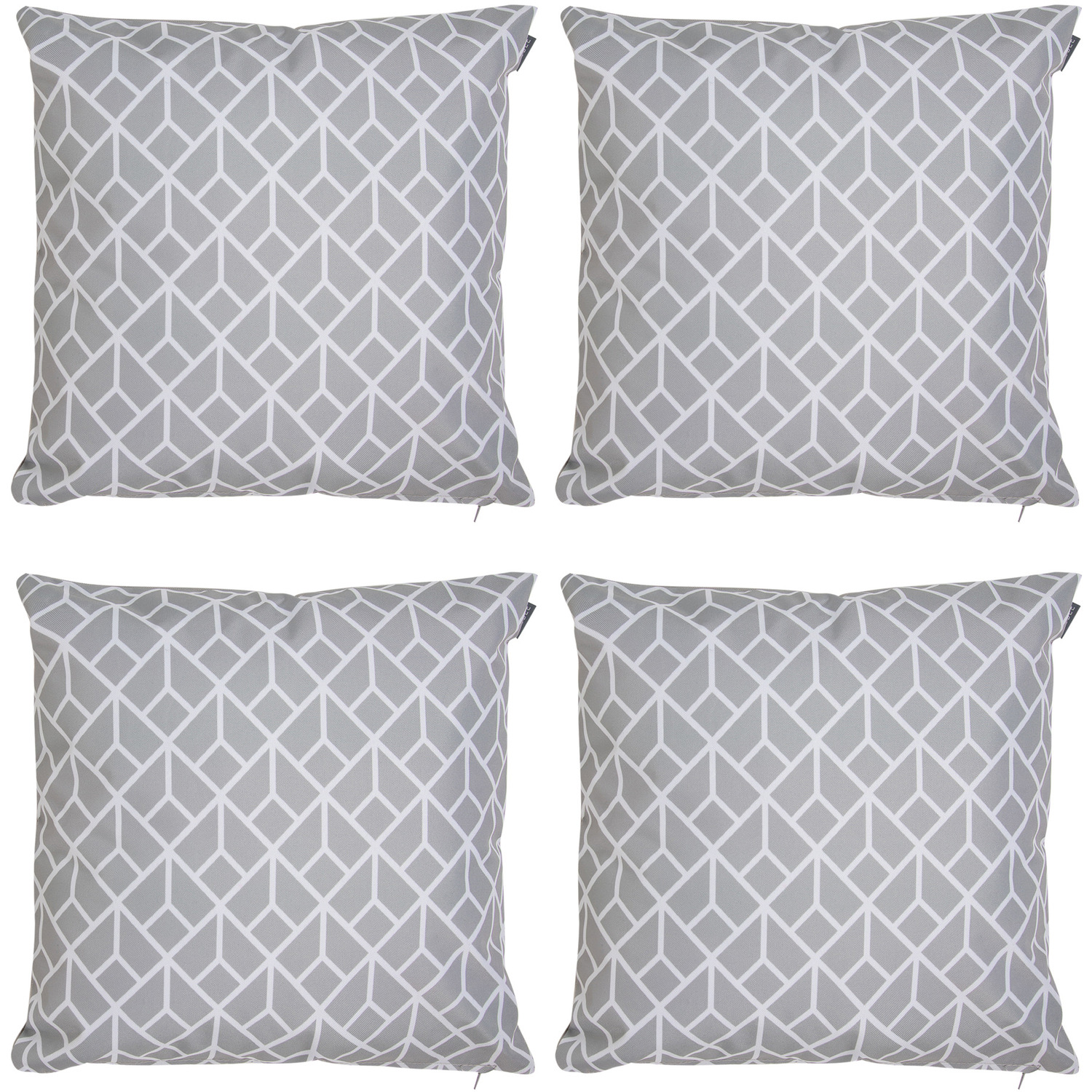 Art Deco Geometric Print Outdoor Cushion (Set of 4) - Grey