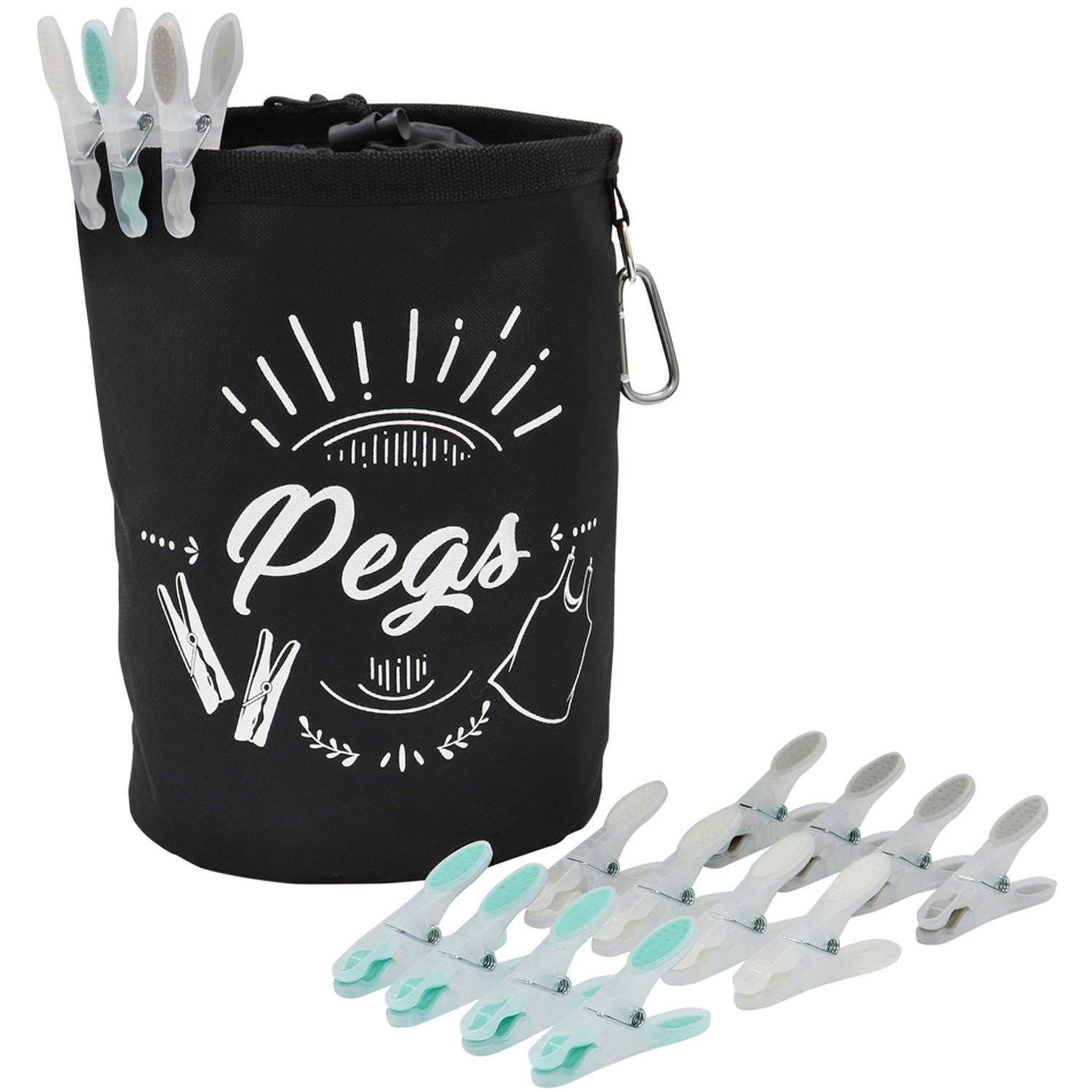 Image of Large Peg Bag with 144 Soft Grip Pegs - Black